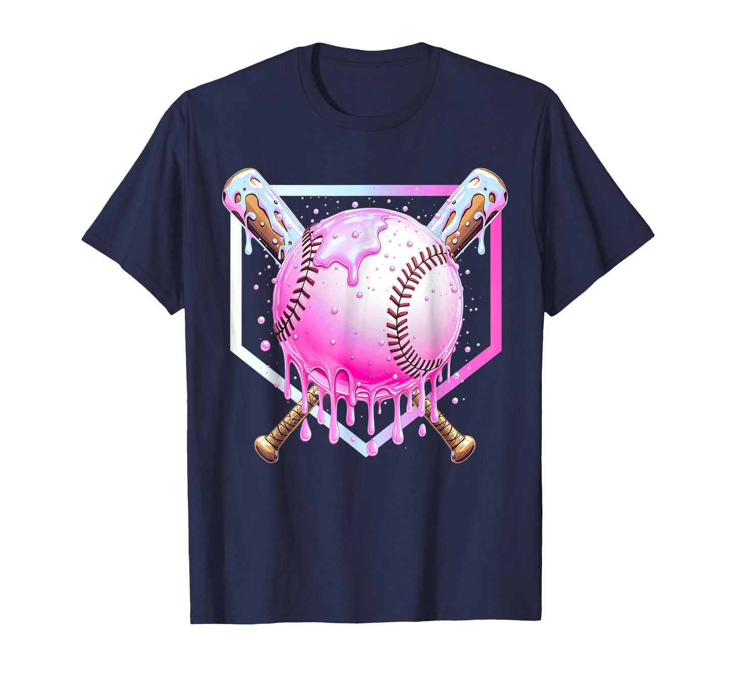 Baseball Home Plate Dripping Ice Cream Drip Youth Boys T-Shirt