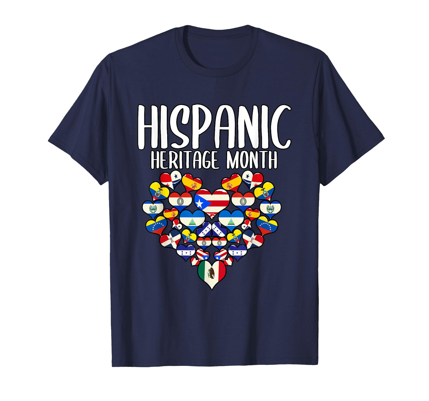 Hispanic Heritage Month All Countries Flags Heart T-Shirt