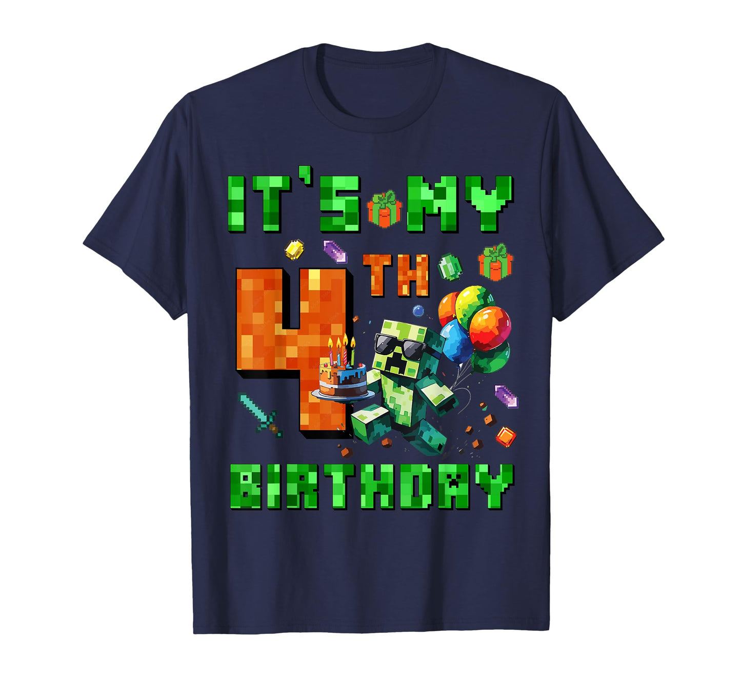 It's My 4th Birthday Pixel Number Video Game Gamer T-Shirt