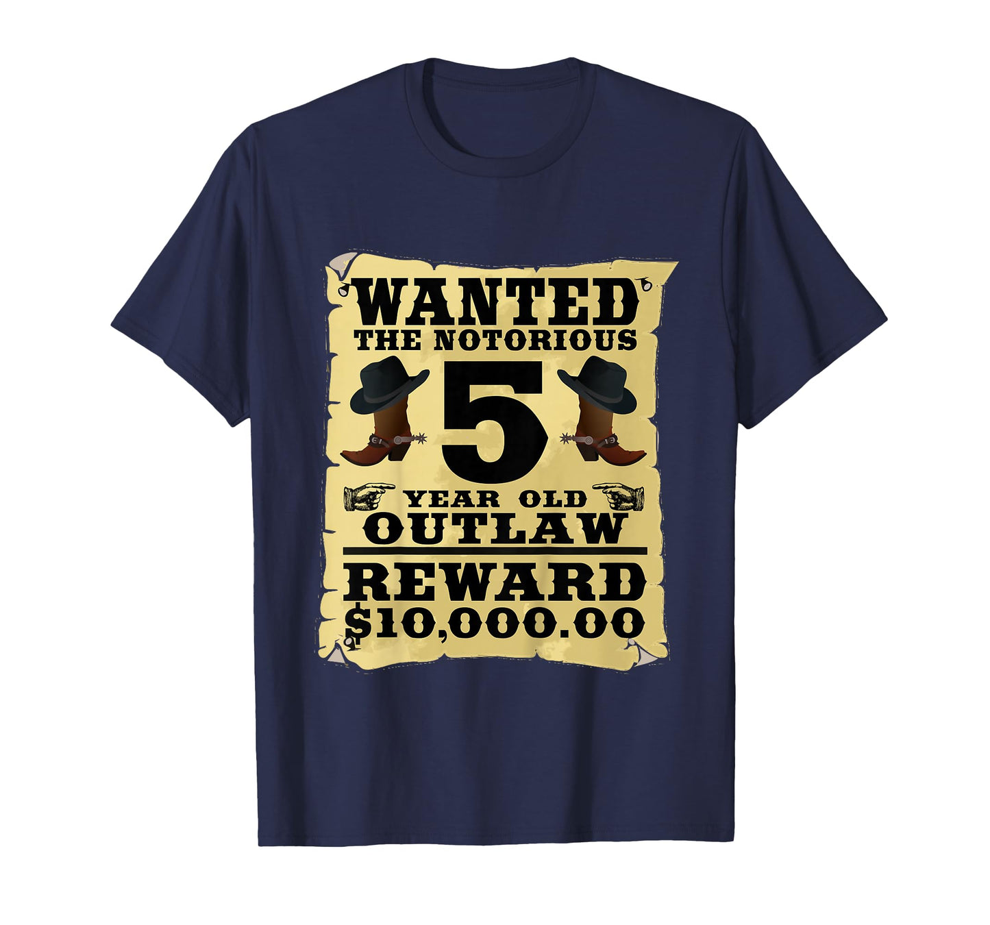 Kids 5 Year Old Cowboy Birthday Party Wild West Western 5th Gift T-Shirt