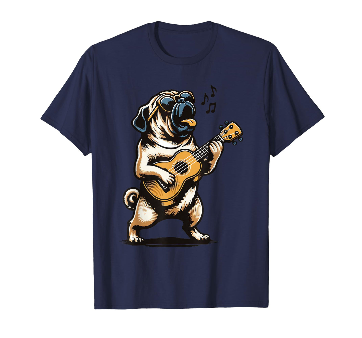 Dog Playing Guitar Singing Pug Funny Pugfather T-Shirt