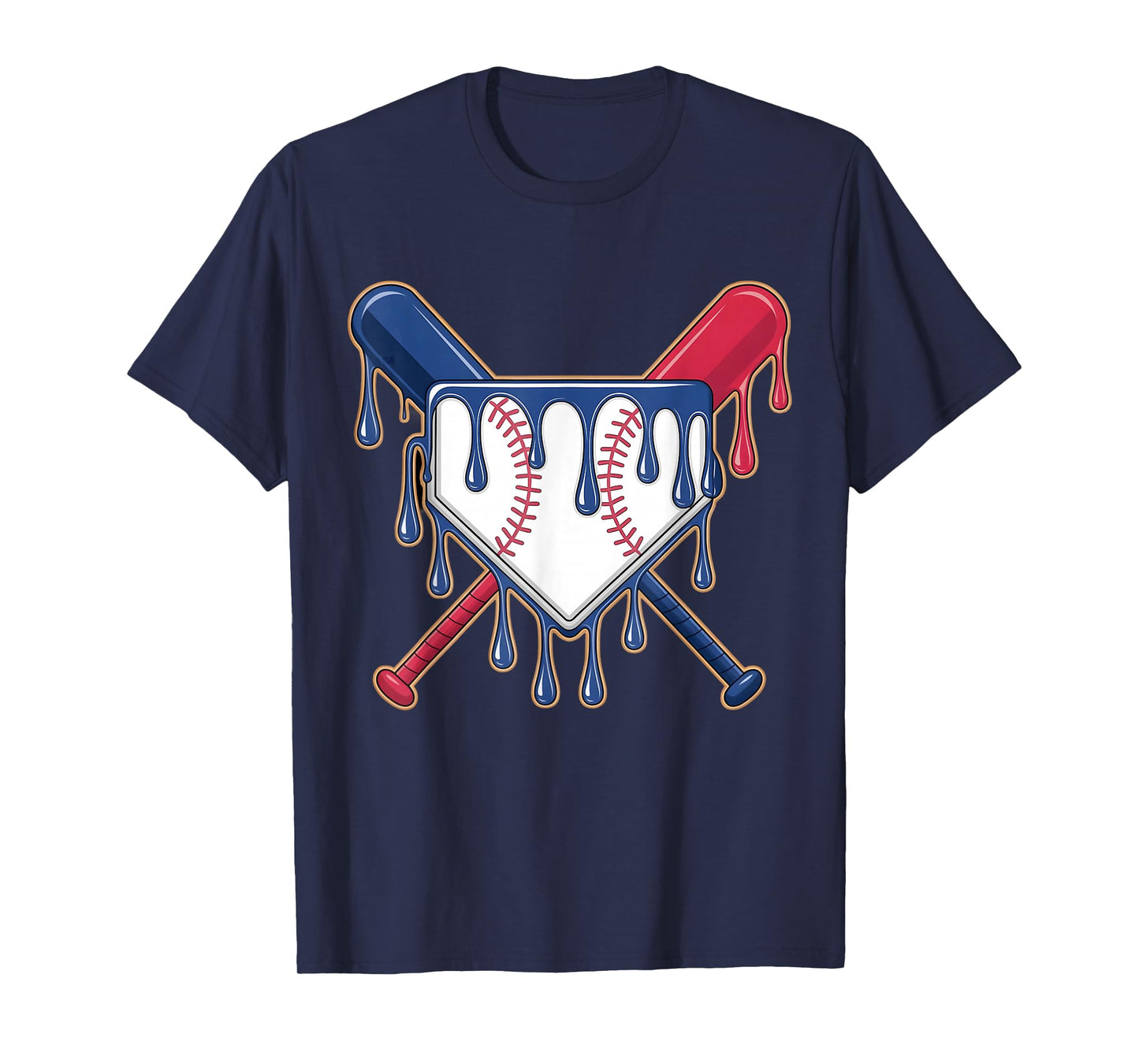Baseball Ice Cream Drip Boy Youth Kids Driping Toddler Men T-Shirt