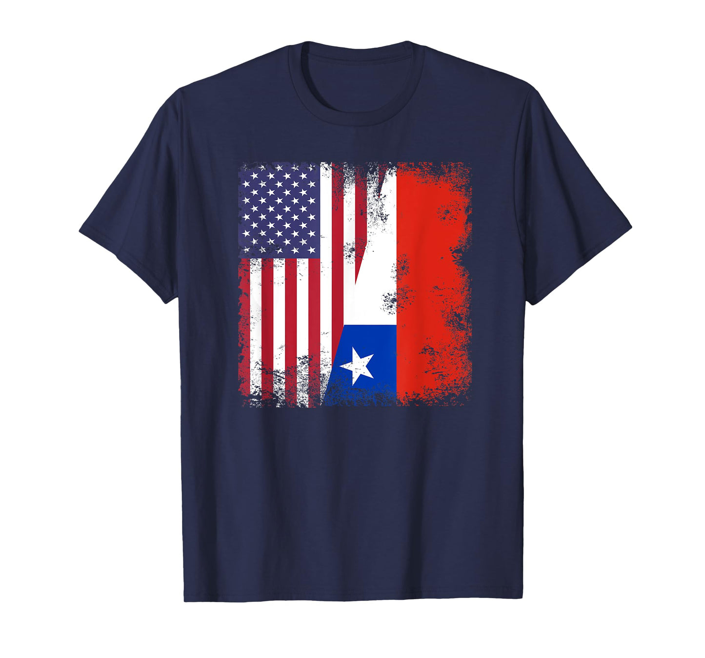 Half Chilean Flag T-Shirt | Vintage Chile USA Gift T-Shirt