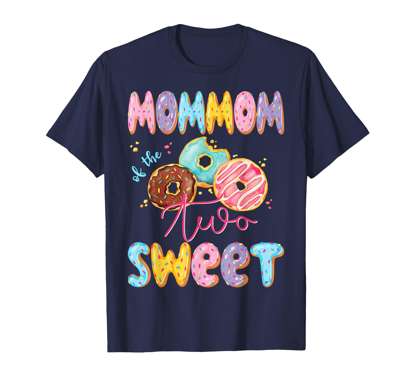 MomMom Of The Two Sweet Donut Matching 2Nd Birthday Girl T-Shirt