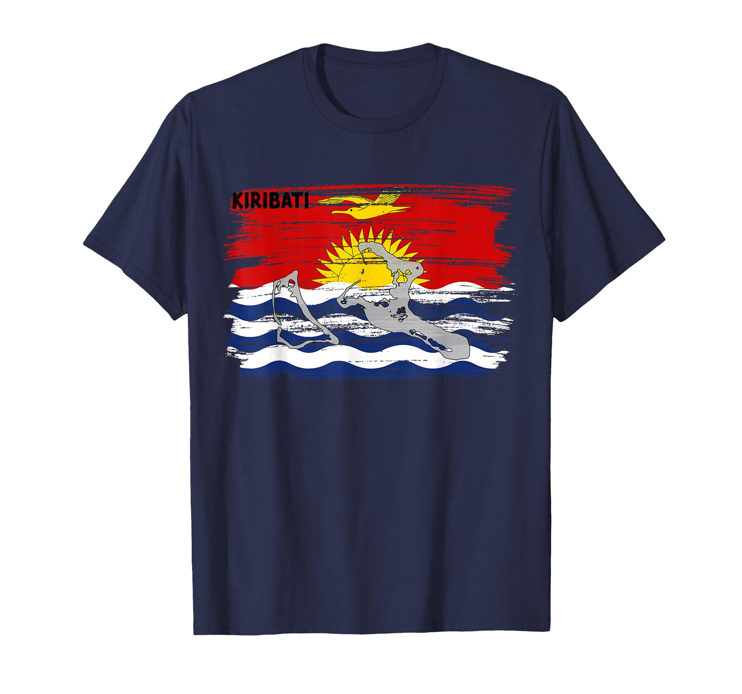 Kiribatian flag drawing with brush, sketch of Kiribati map T-Shirt