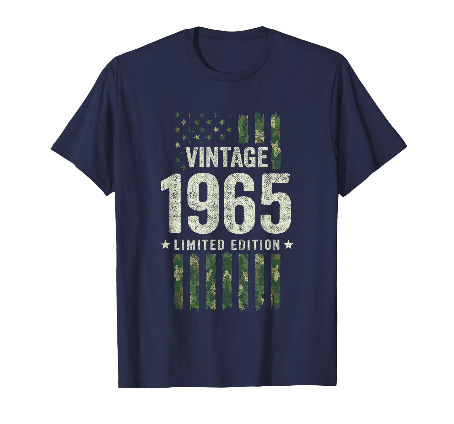 Vintage 1965 - Military Camo American Flag - Birthday 1965 T-Shirt