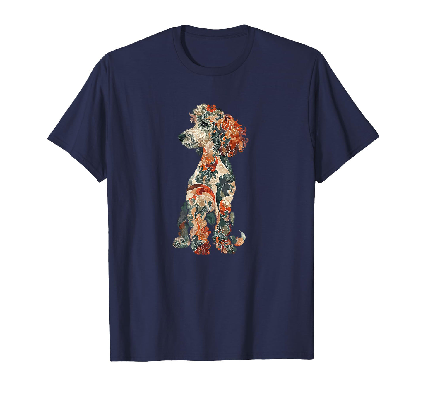 Womens & Girls Multicolored Cute Folk Art Poodle Lover T-Shirt