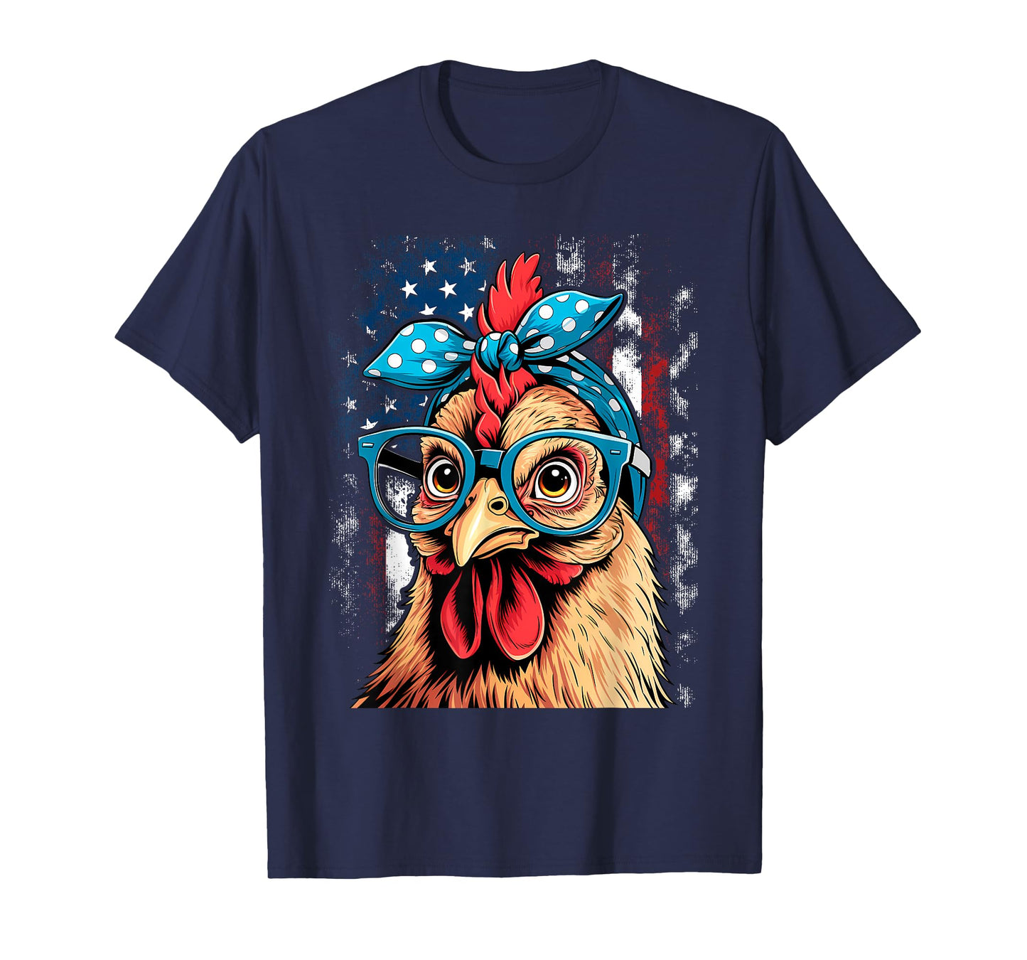 Cute Women Girl Chicken with Bandana Headband and Glasses T-Shirt