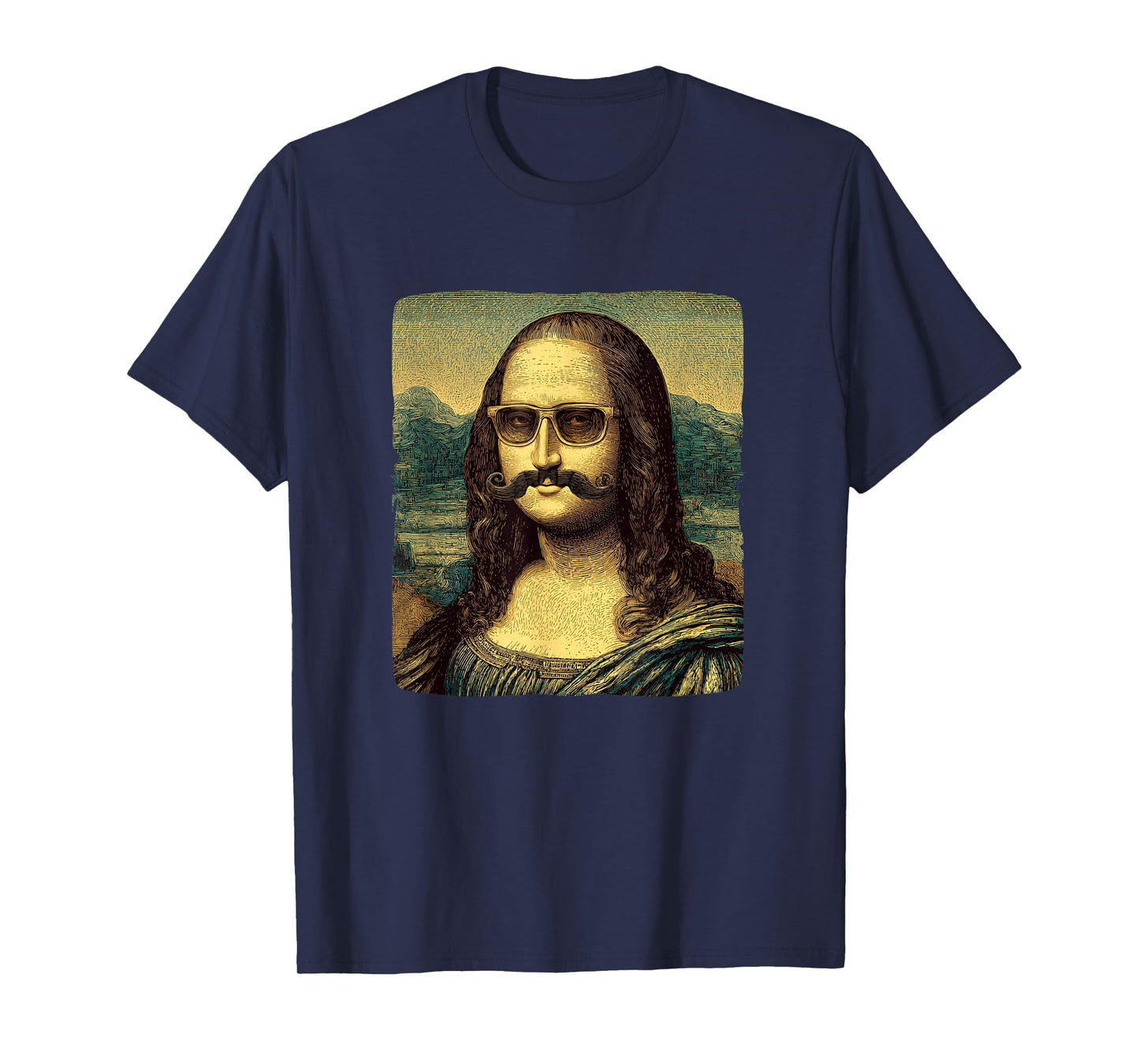 Awesome Mona Lisa Art with Cool Sunglasses and Mustache T-Shirt