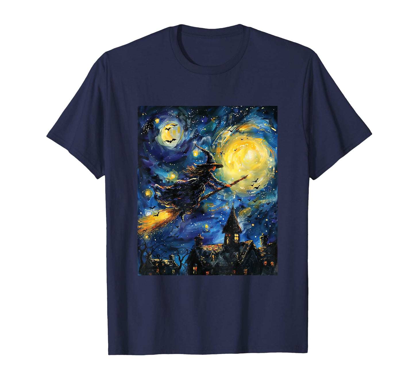 Witch Halloween - Van Gogh Style - Starry Night T-Shirt