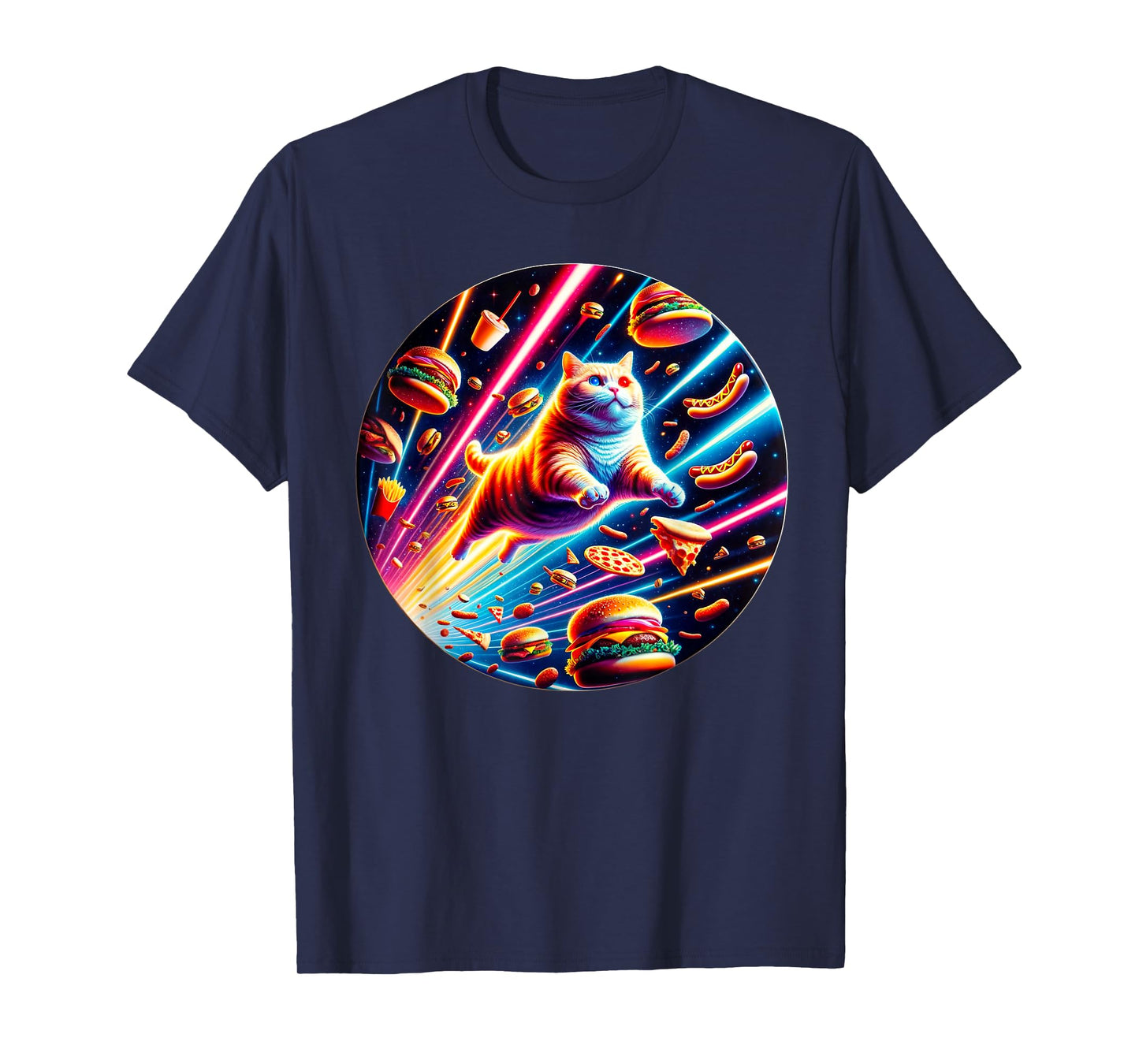 Outer Space Pizza Cat Rainbow Laser Taco Hot Dog Burrito T-Shirt