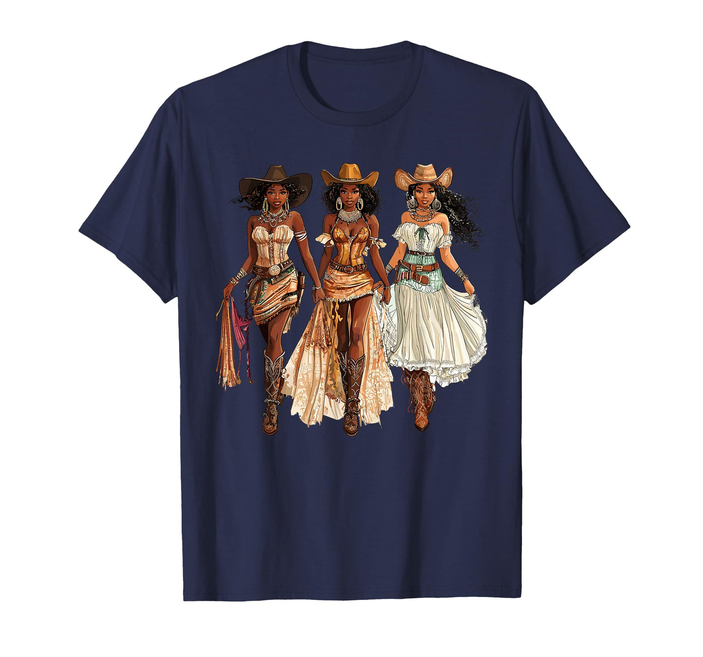 Black African American Cowgirl Western Country Texas Rodeo T-Shirt