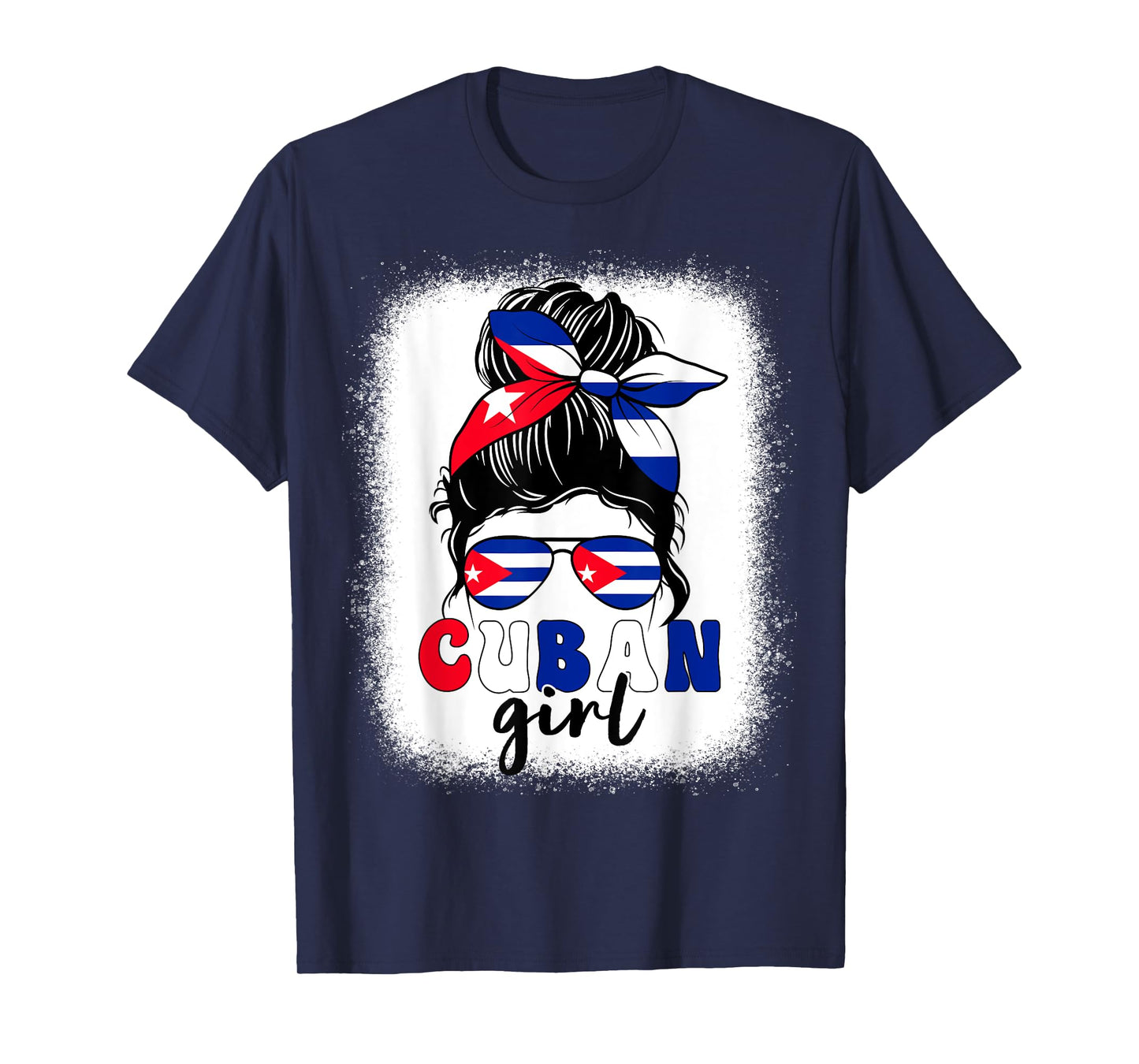 Cuban Girl Messy Bun Cuba Pride Patriotic Womens Kids T-Shirt