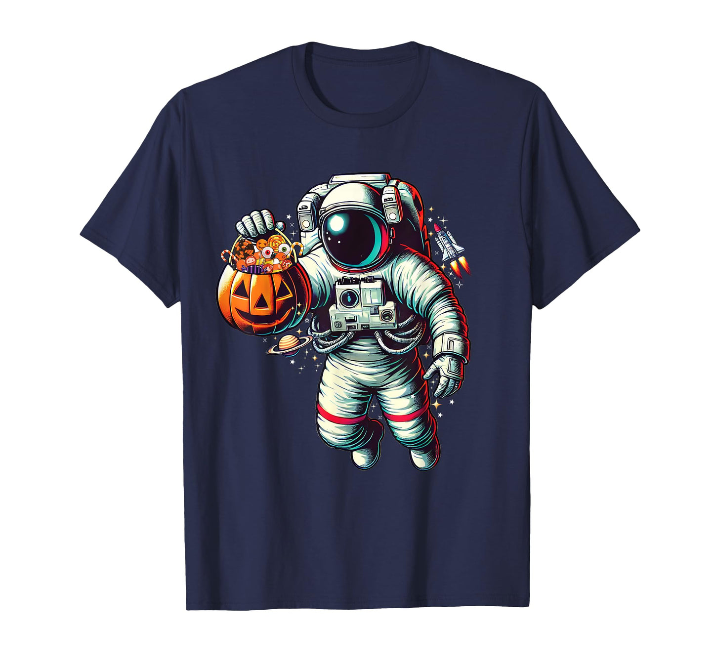 Space Astronaut Celebrating Halloween Kids Boys Toddlers T-Shirt
