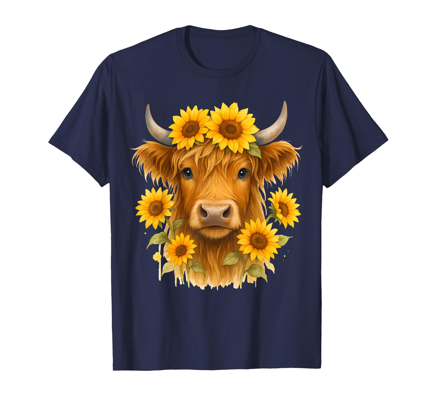 Scottish Highland Cow Sunflowers Heifer Country Farmer Girl T-Shirt