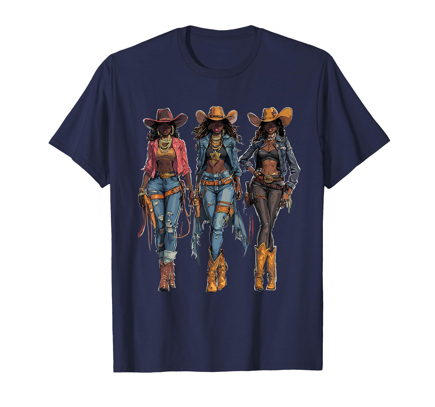 Black African American Cowgirl Western Country Texas Rodeo T-Shirt