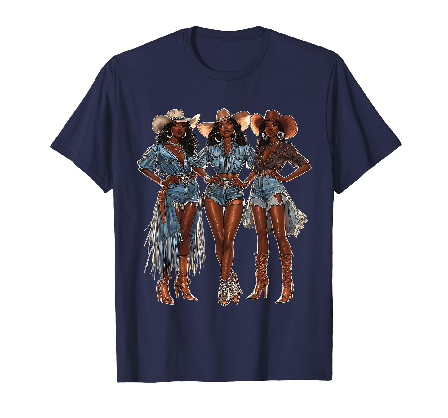 Black African American Cowgirl Western Country Texas Rodeo T-Shirt