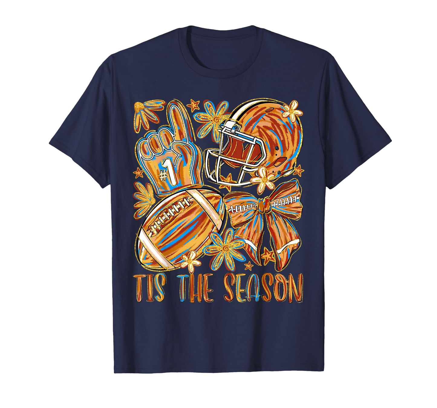 Tis The Season Football Autumn Fall Pumpkin Season Bow T-Shirt