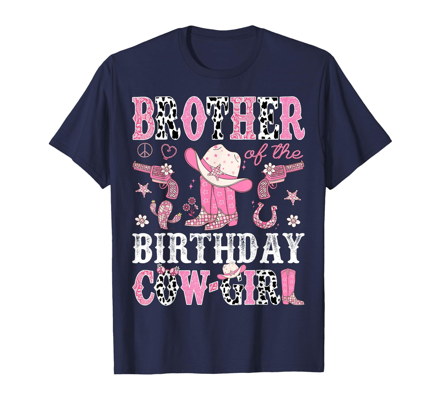Brother Of The Birthday CowGirl Pink Disco Rodeo Western T-Shirt