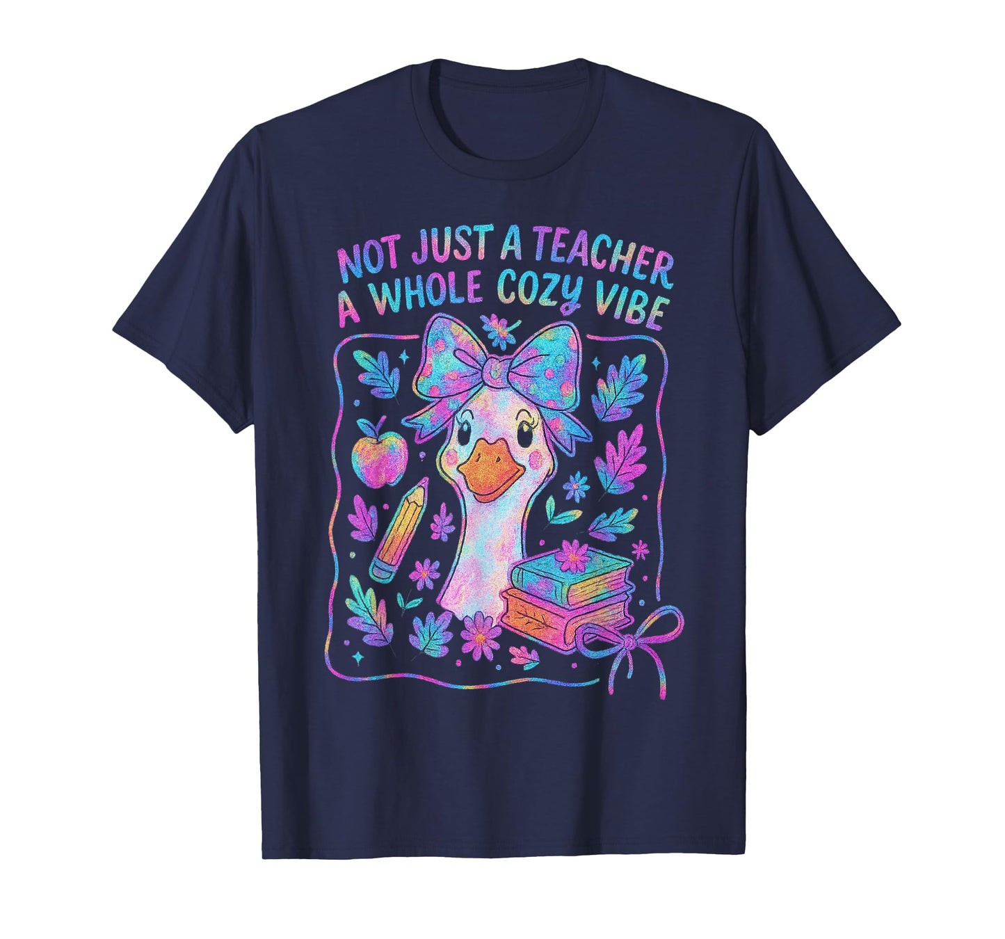 Not Just a Teacher a Whole Cozy Vibe Boho Coquette Goose T-Shirt