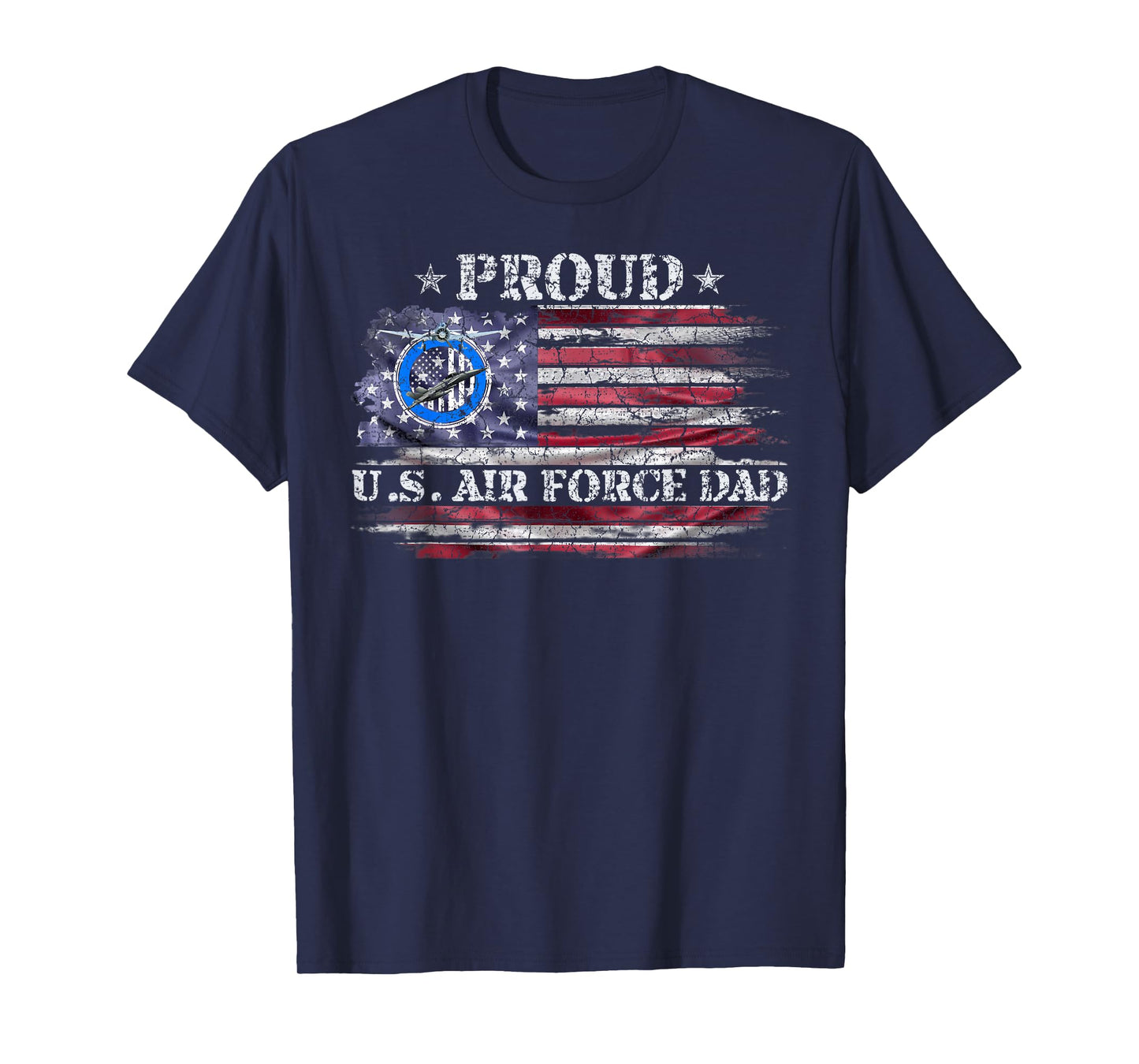 Vintage USA American Flag Proud Air Force Veteran Dad Funny T-Shirt