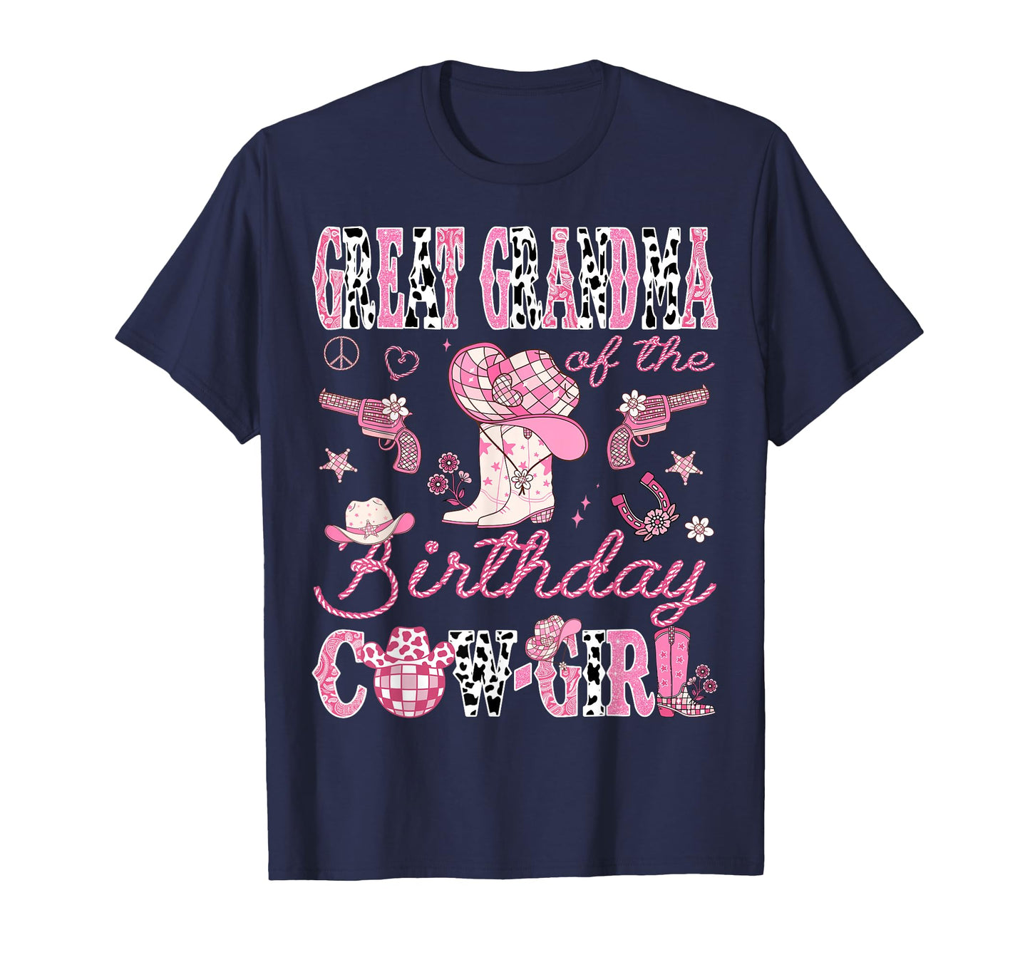 Great Grandma Of The Birthday CowGirl Pink Rodeo Grandma T-Shirt