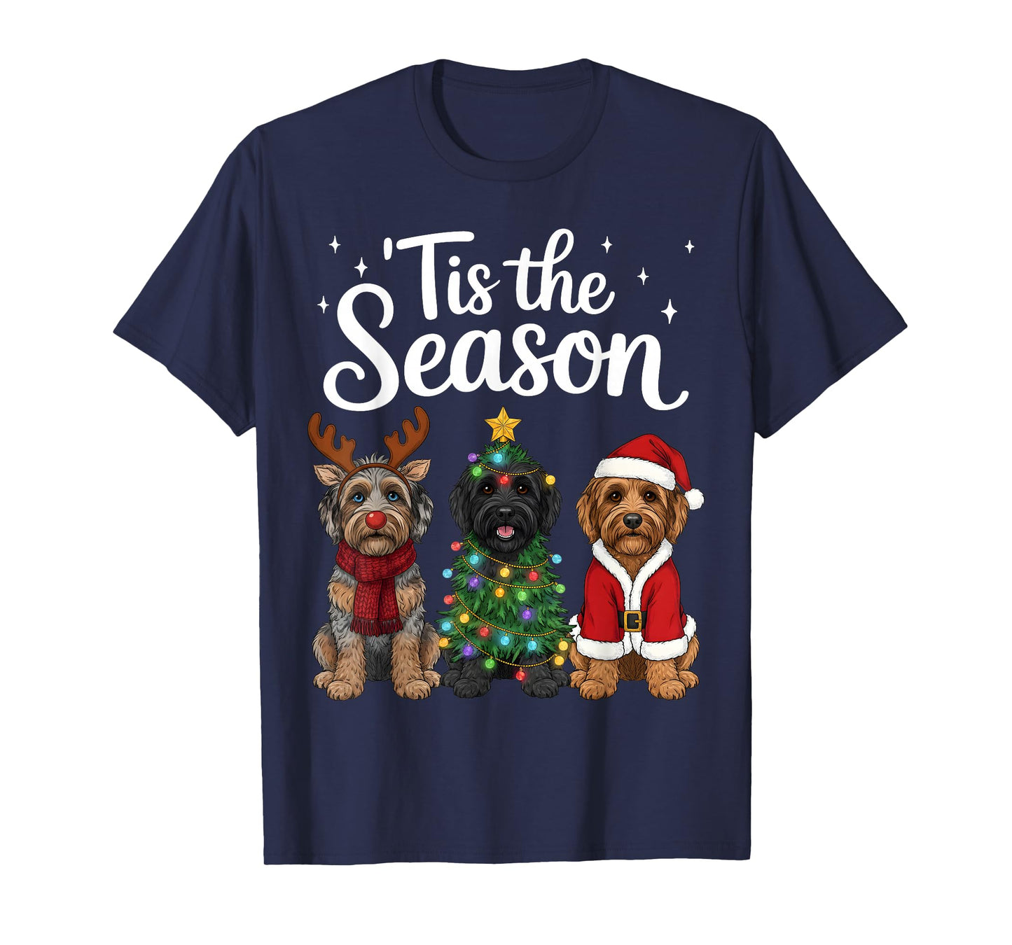 Tis The Season Aussiedoodle Christmas Santa Dog Lover T-Shirt