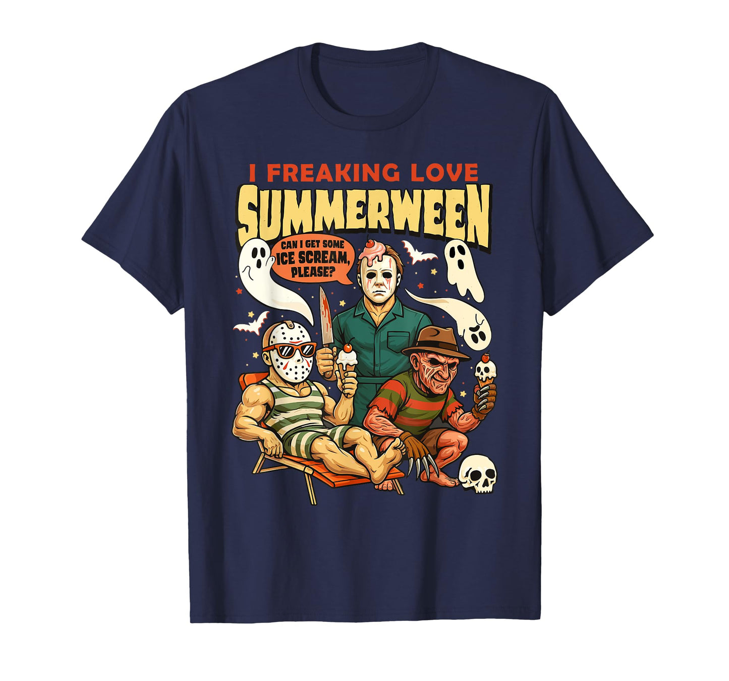 I Freaking Love Summerween Funny Ghost Summer Halloween T-Shirt