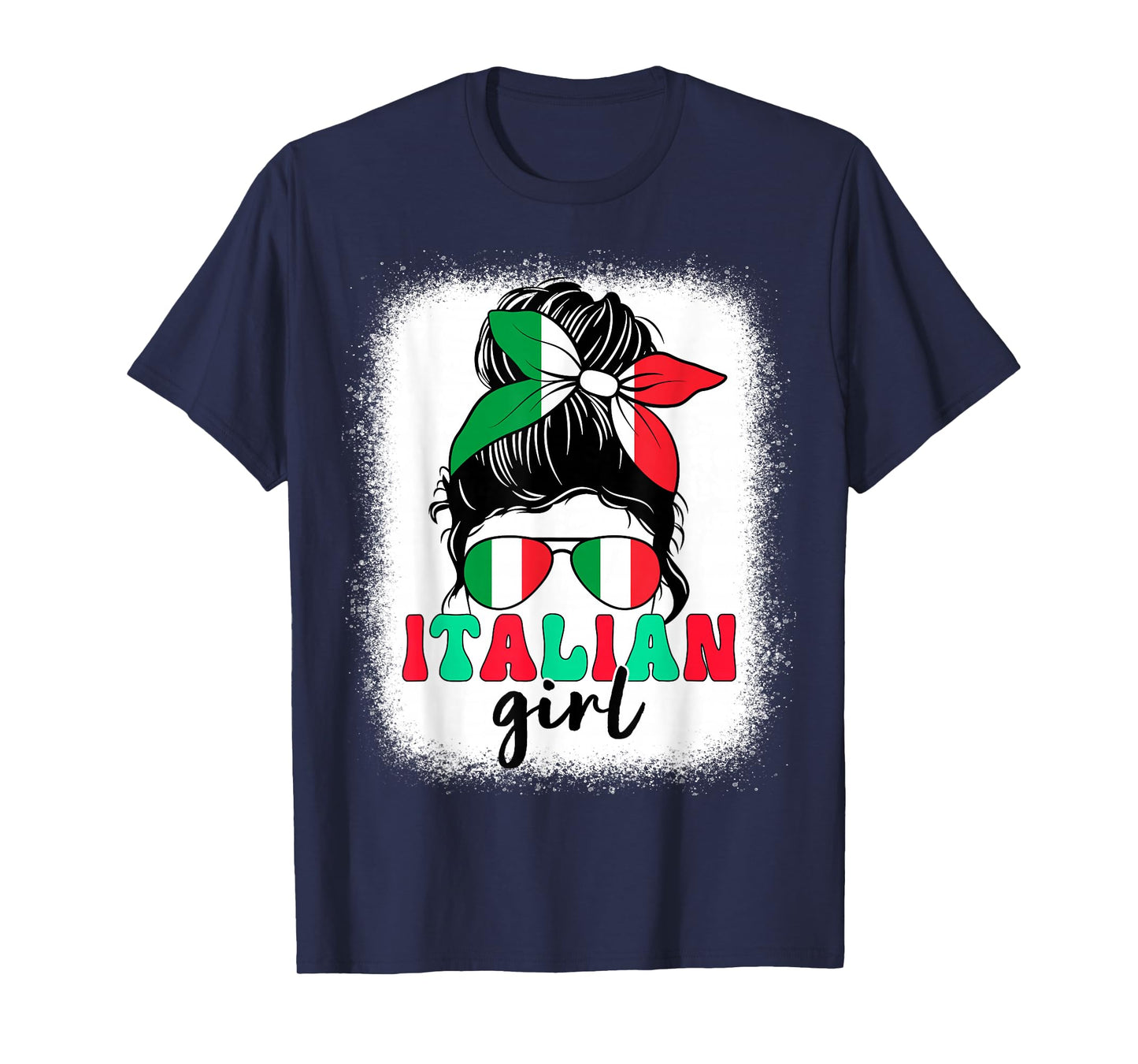 Italian Girl Messy Bun Italy Flag Patriotic Women Kids T-Shirt