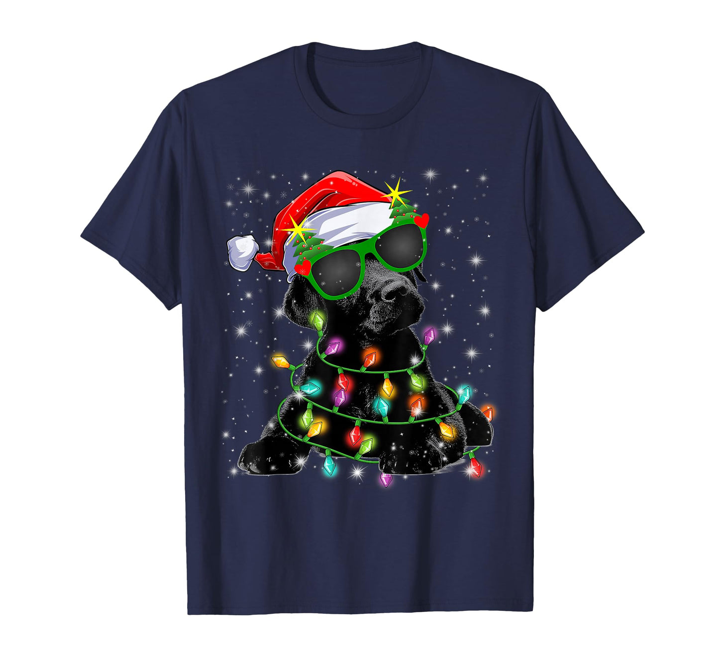 Black Labrador Christmas Tree Lights Dog Xmas Funny T-Shirt