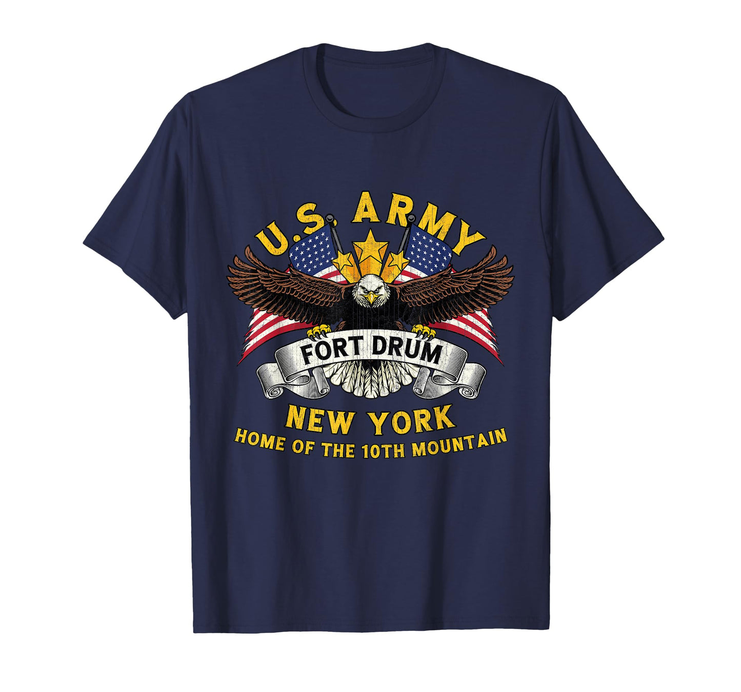 Fort Drum New York NY Vintage Military Base Veterans Day Tee T-Shirt