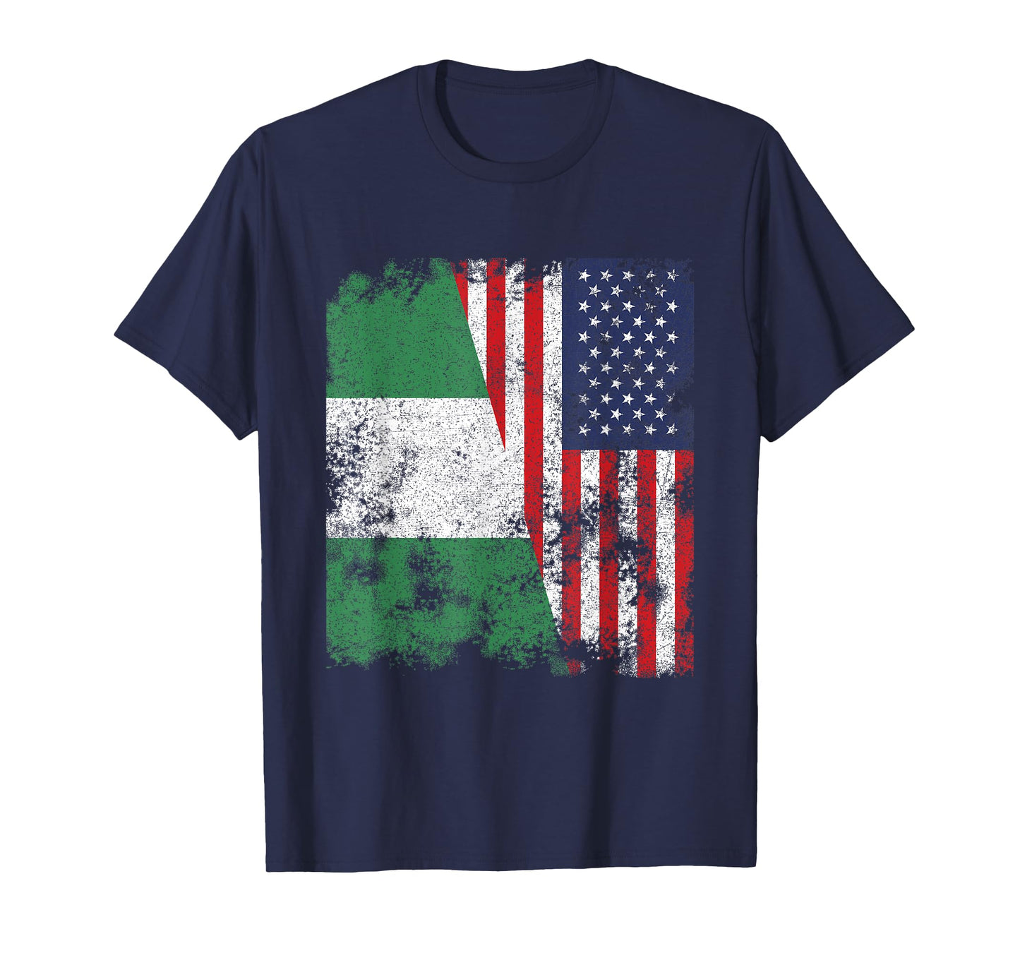 Nigeria USA Flag Distressed - Half American Women Kids Men T-Shirt