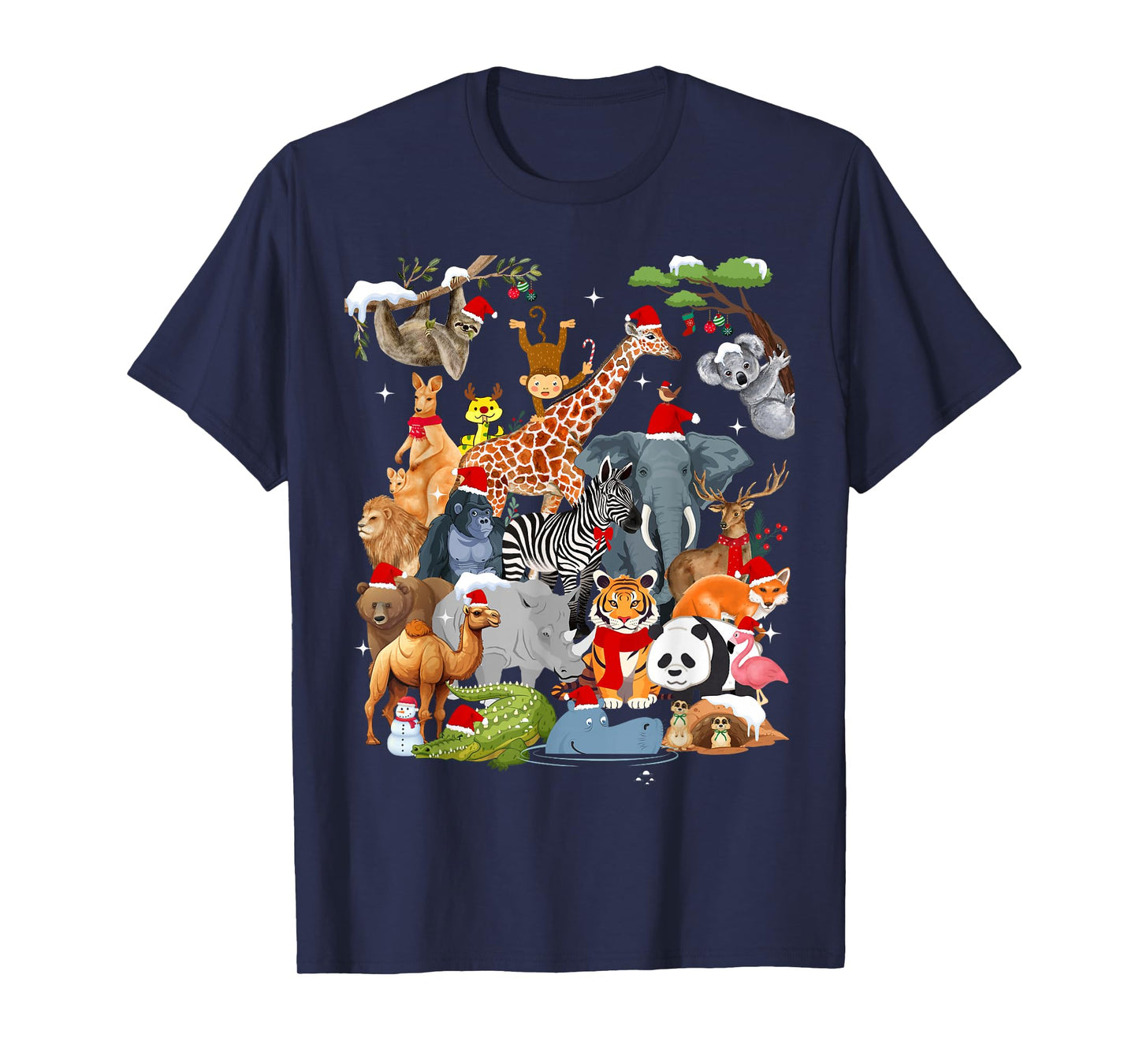 Men Women Kids Wildlife Zoo Day Christmas Party 22 Animals T-Shirt