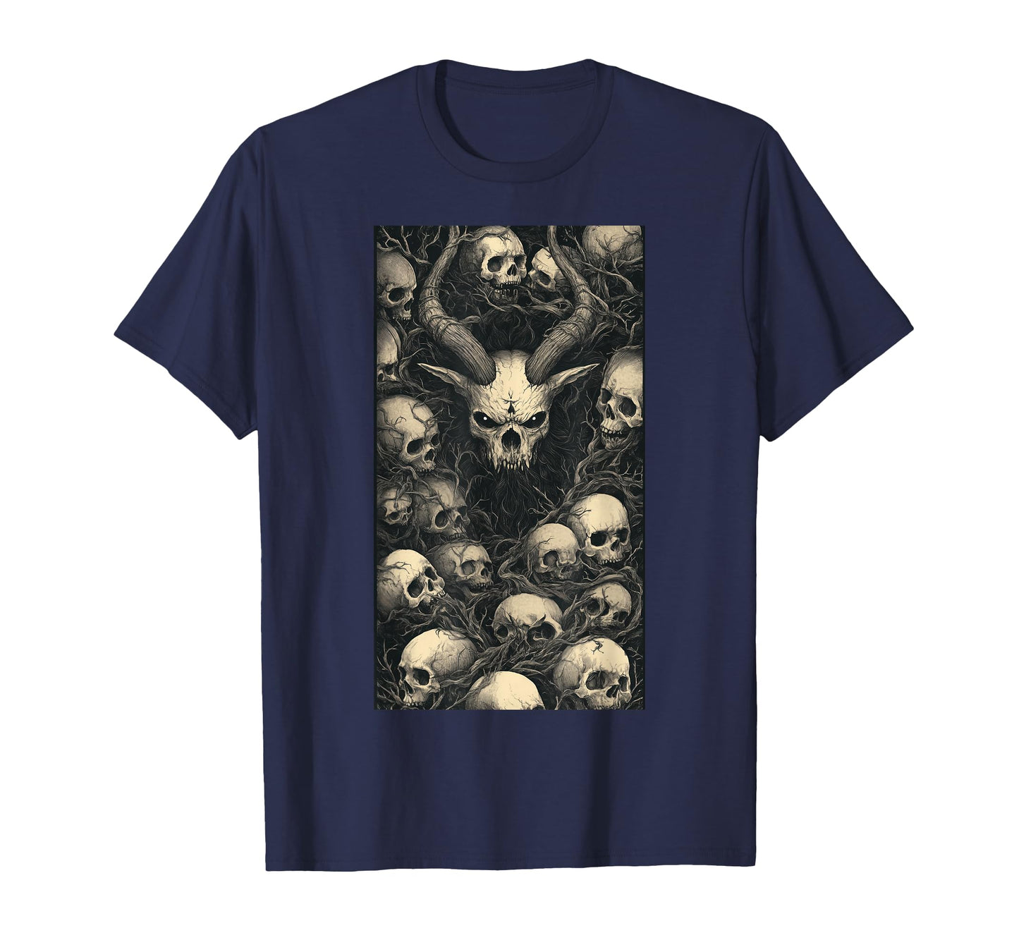 Fantasy Gothic Horror Skull Bones Demon Art Heavy T-Shirt