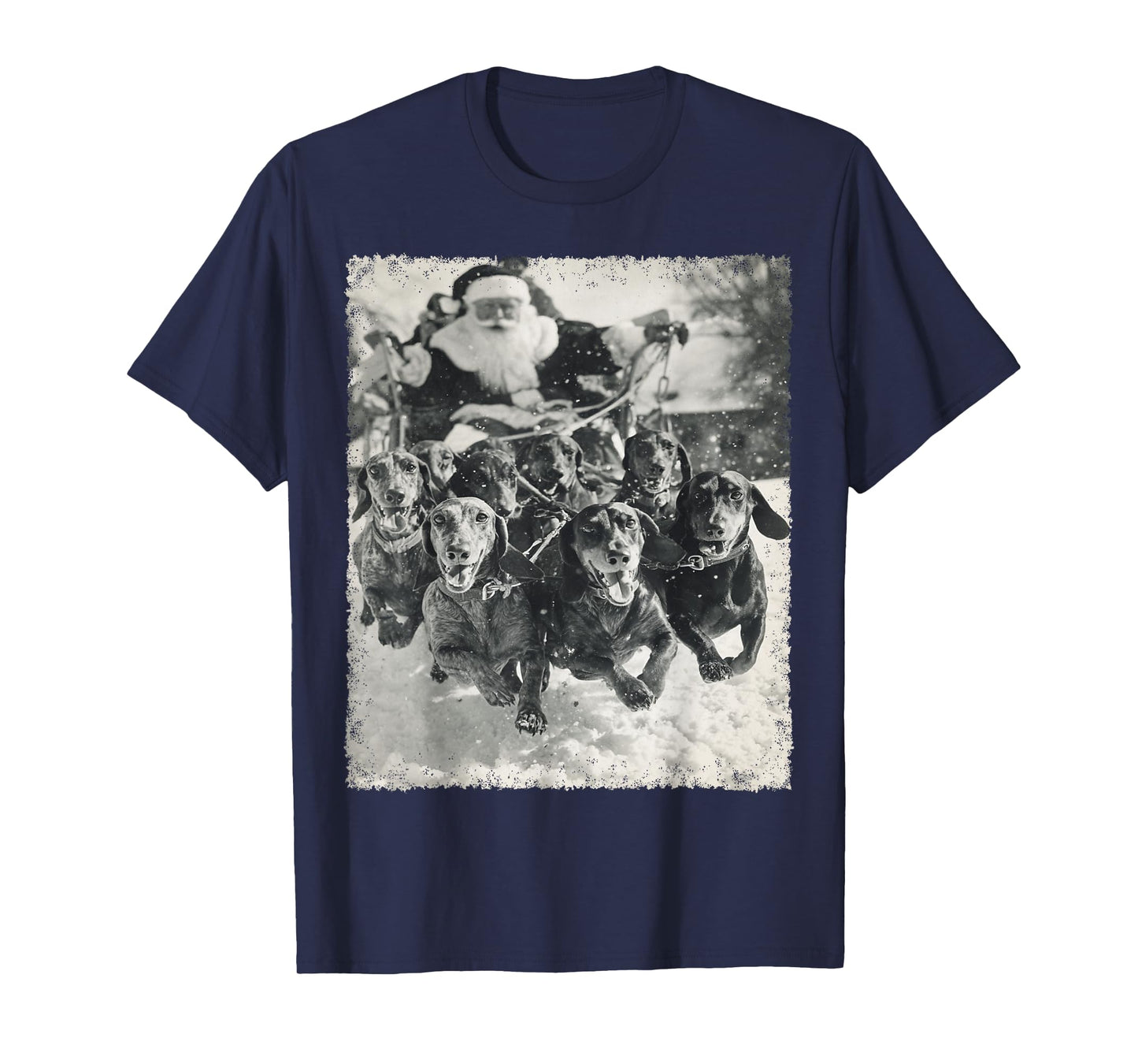 Funny Wiener Dog Dachshund Christmas Santa Sleigh T-Shirt