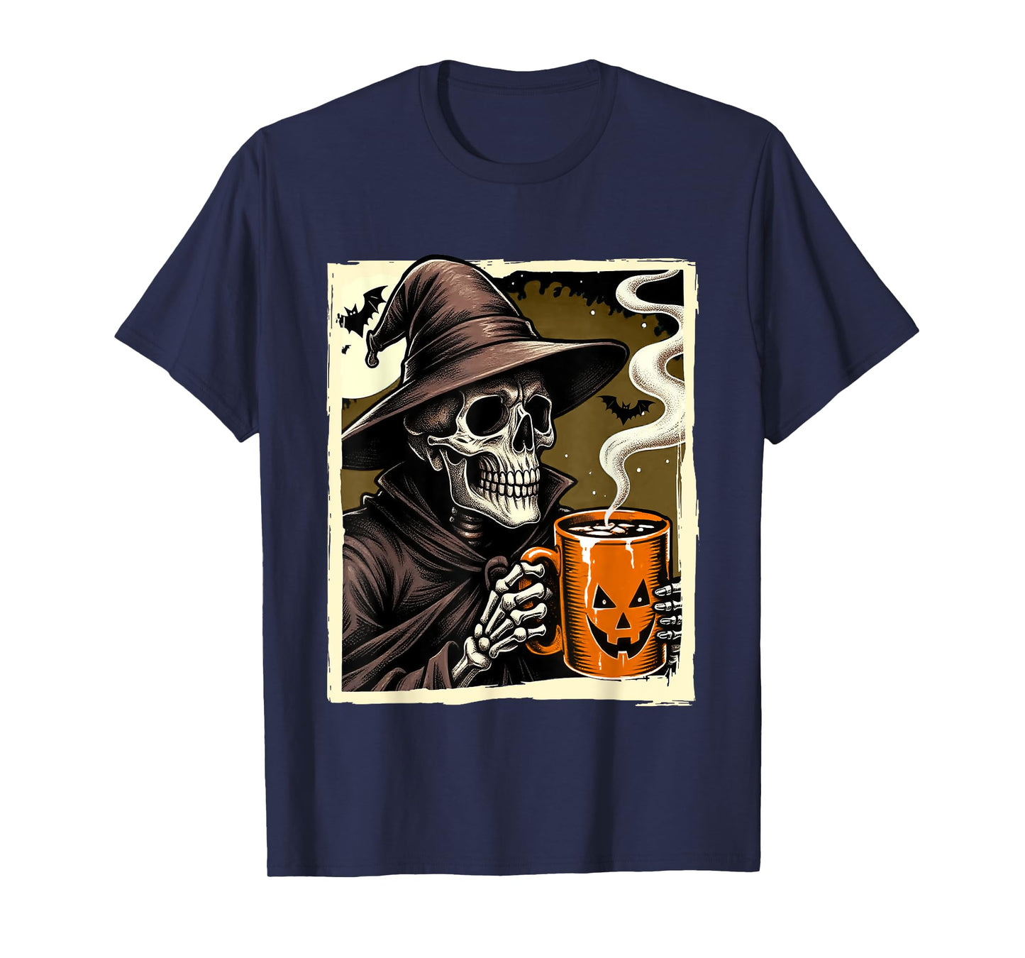 Halloween Skeleton Hot Cocoa Dead Inside Spooky Season Fall T-Shirt