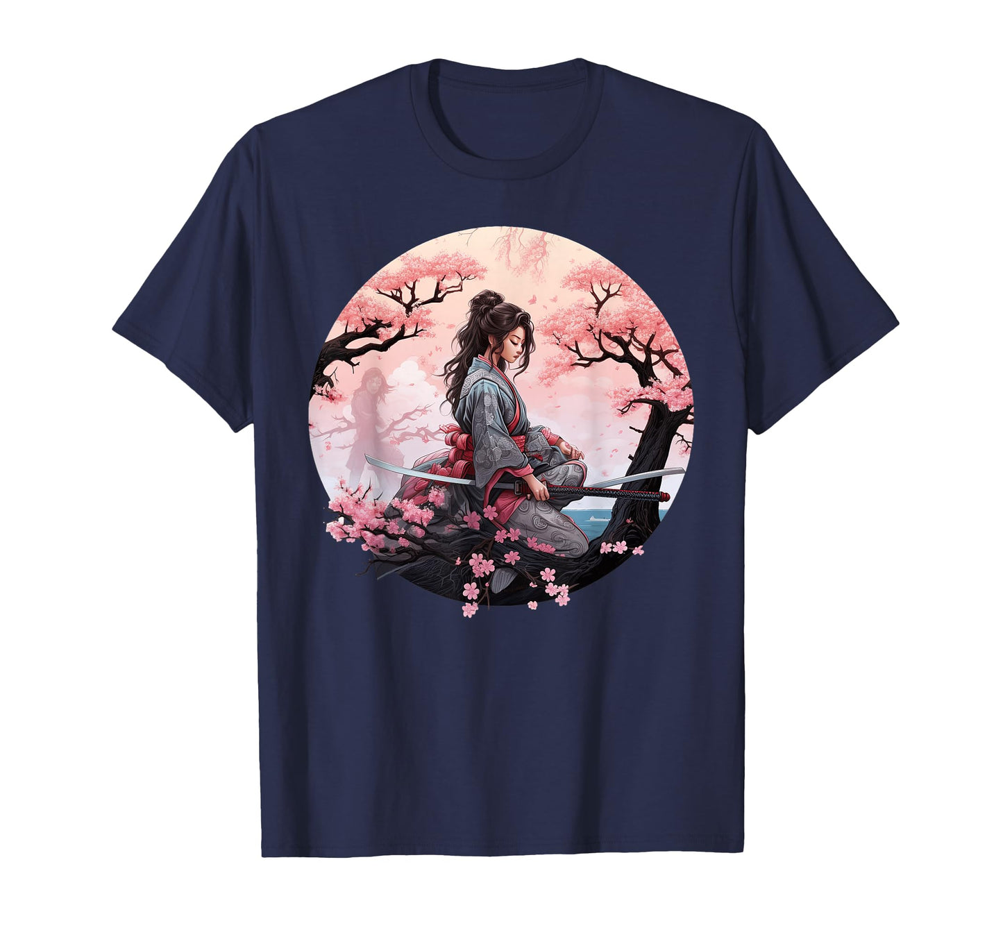 Japanese Samurai Girl Vintage Retro Sakura Cherry Blossom T-Shirt