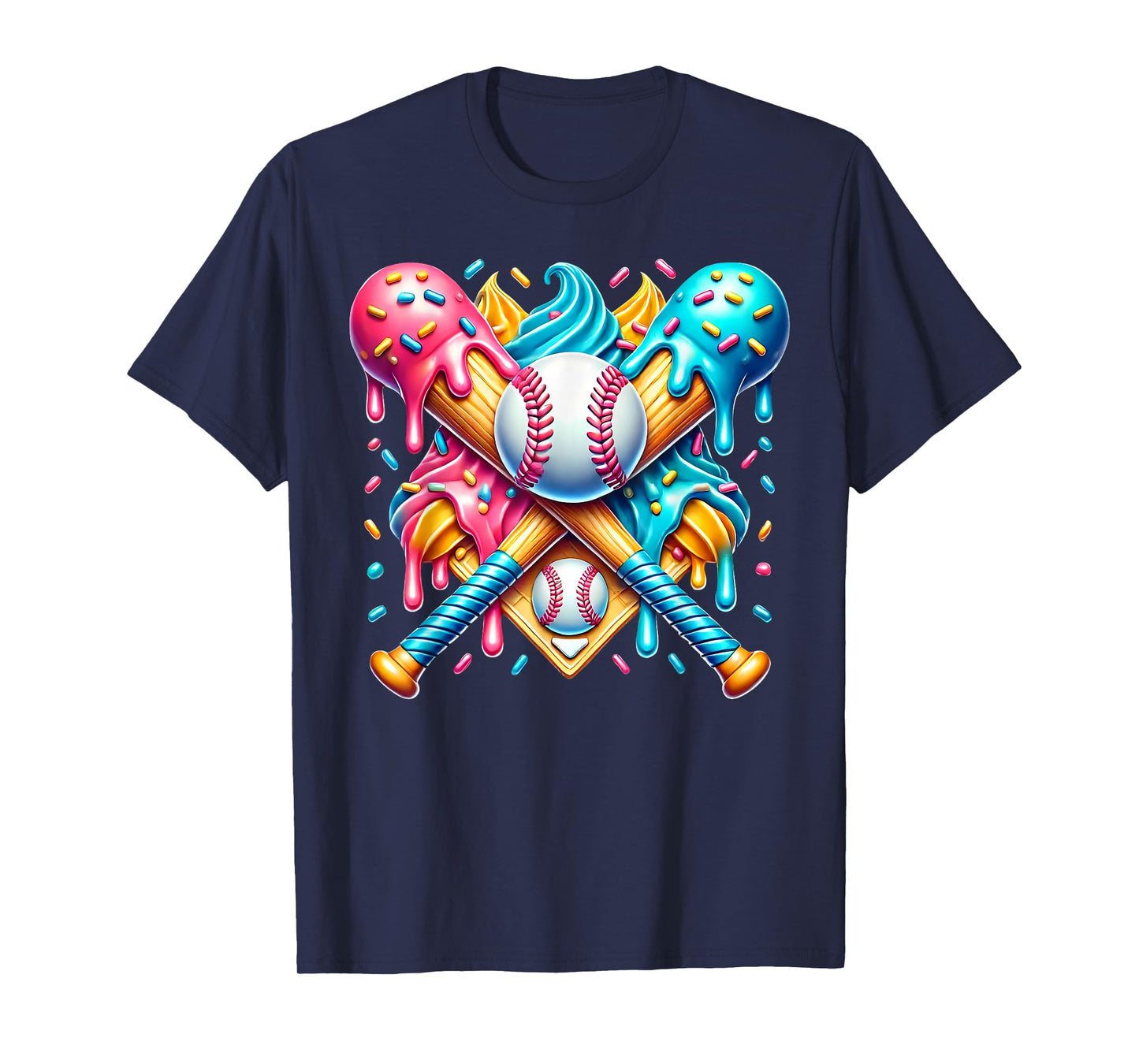 Cool Sport Baseball Bat Home Plate Drip With Sprinkles Drip T-Shirt