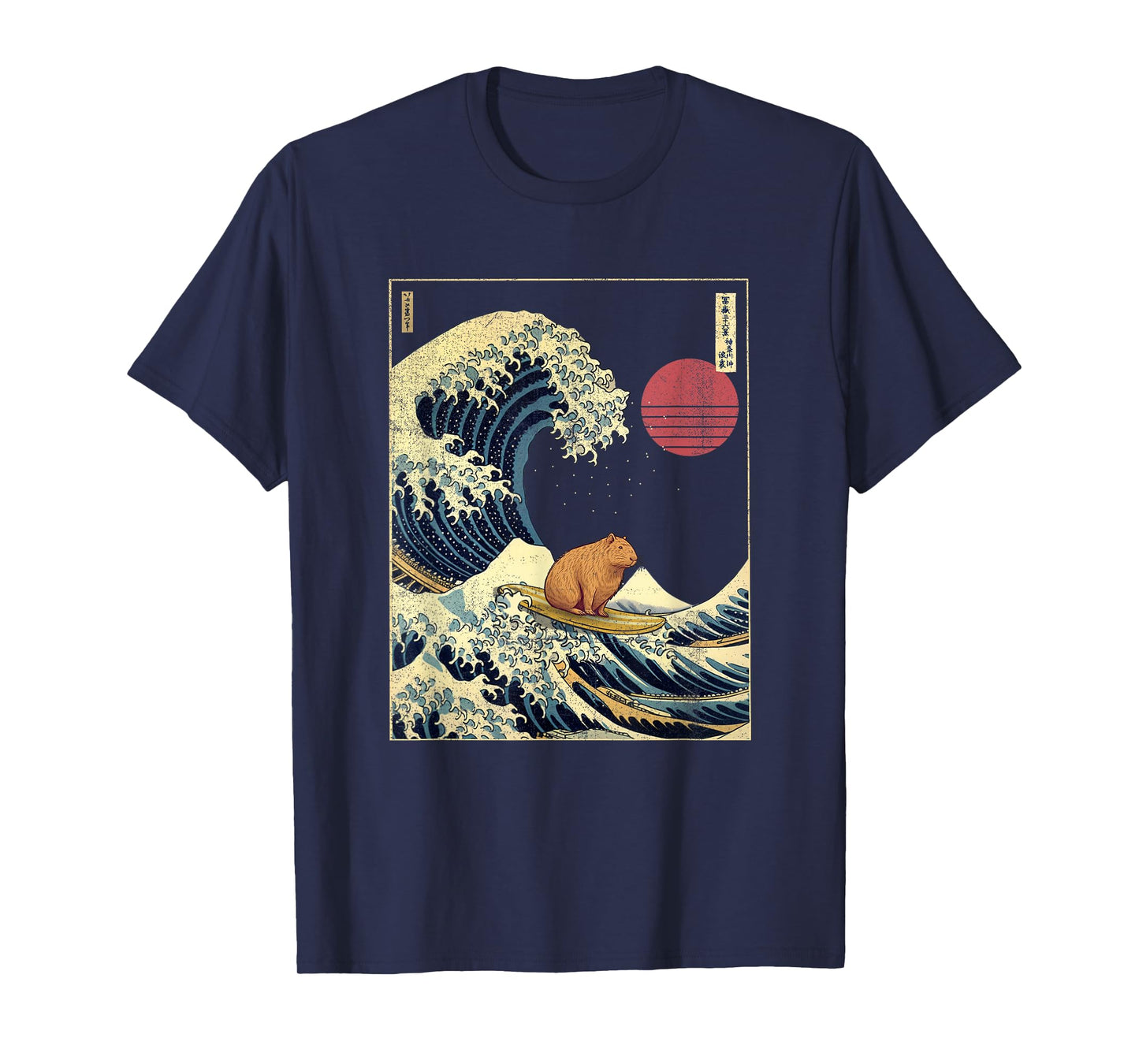 Capybara Kanagawa Wave Funny Surf Animal T-Shirt