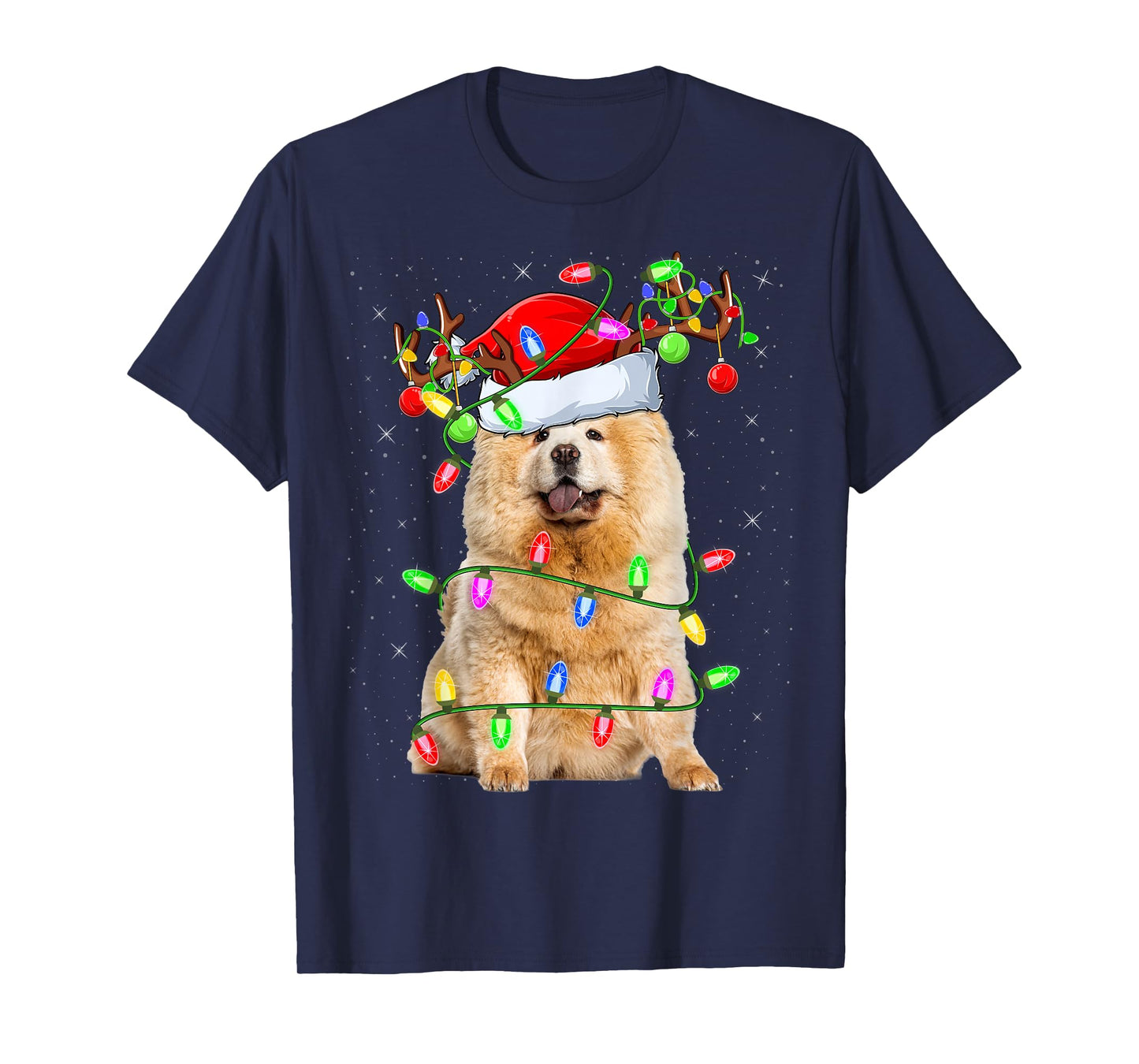Chow Chow Dog Lover Xmas Lighting Santa Chow Chow Christmas T-Shirt
