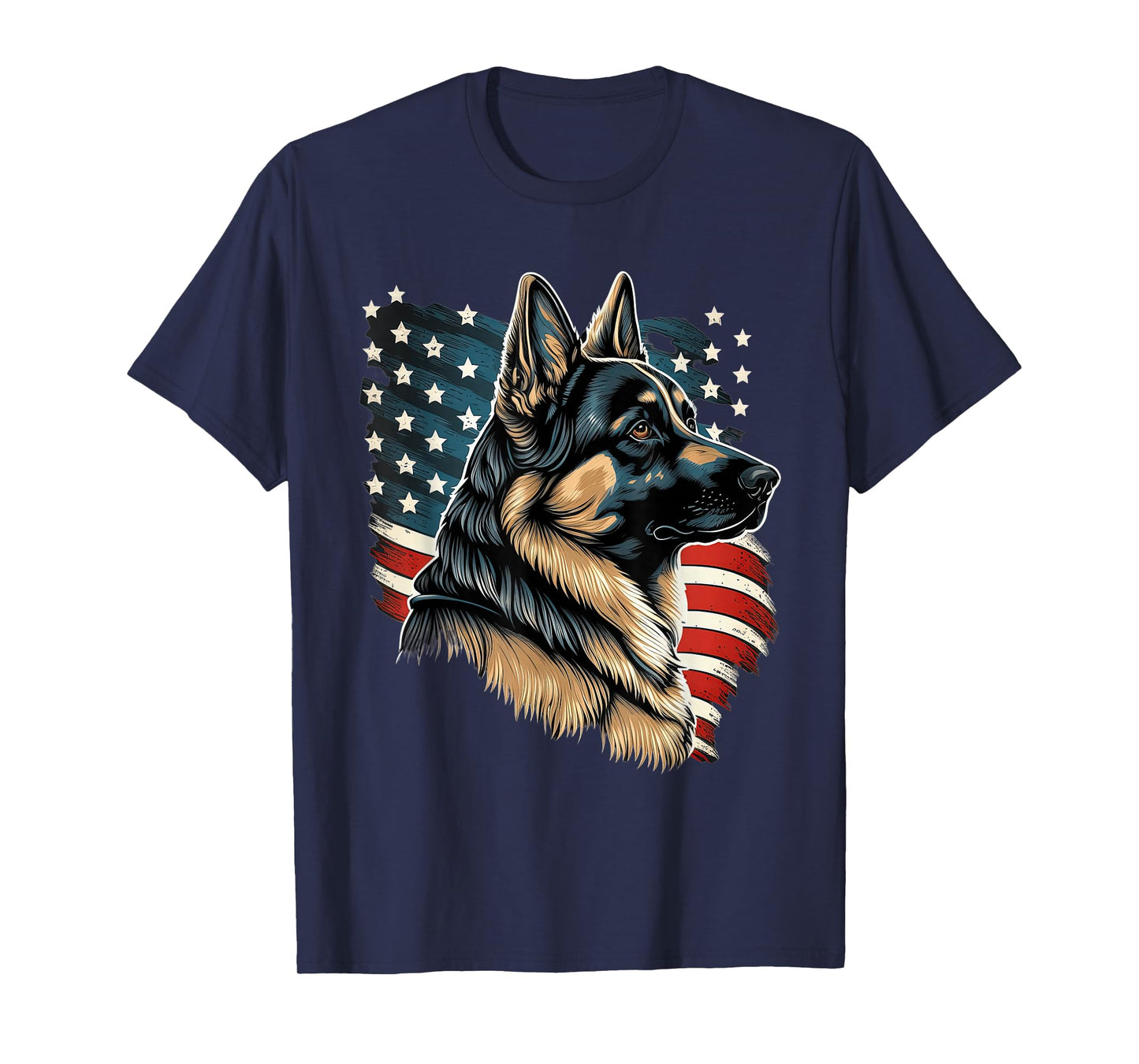 Patriotic USA German Shepherd With American Flag T-Shirt