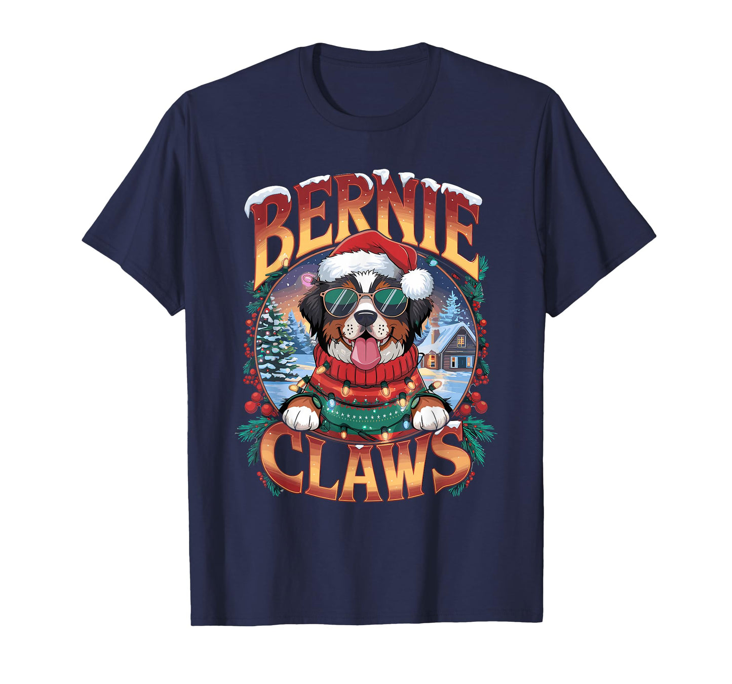 Bernese Mountain Dog Owner Costume Bernie Claws Christmas T-Shirt