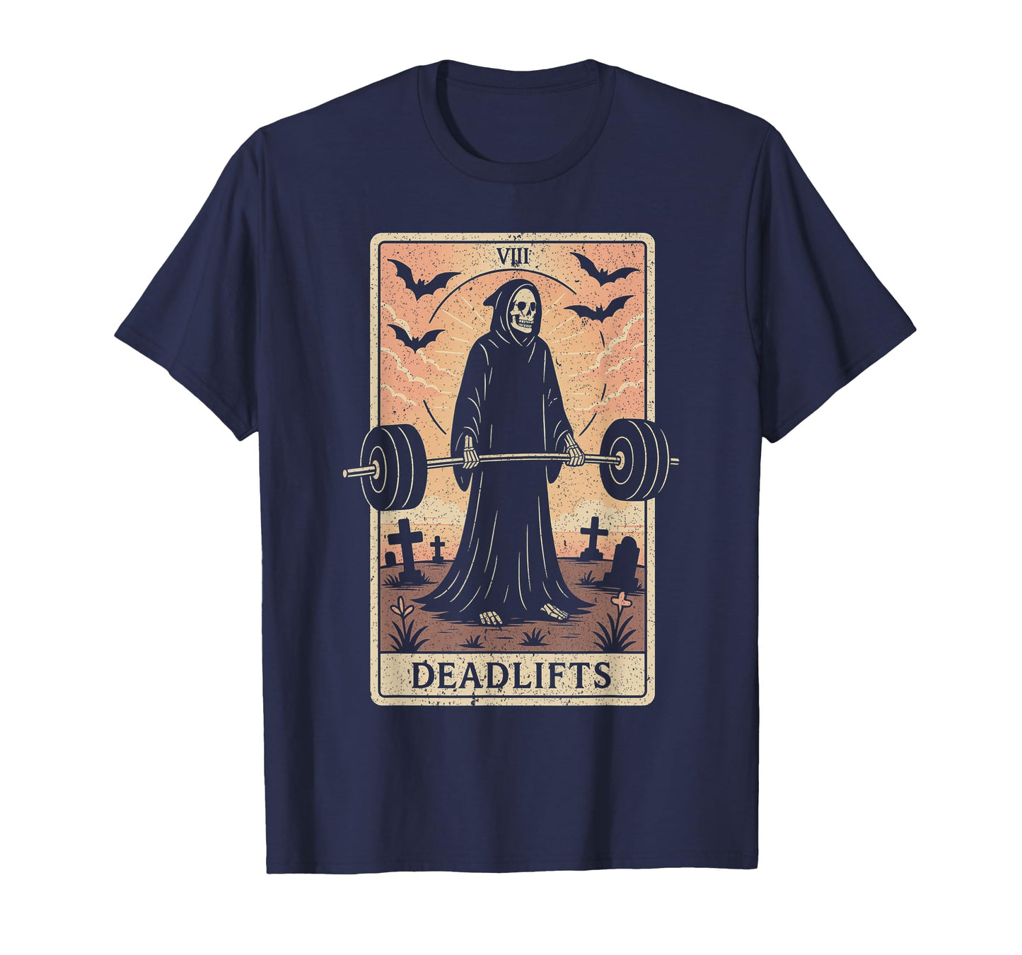 Tarot Card Deadlifts Grim Reaper Weightlifting Workout Gym T-Shirt