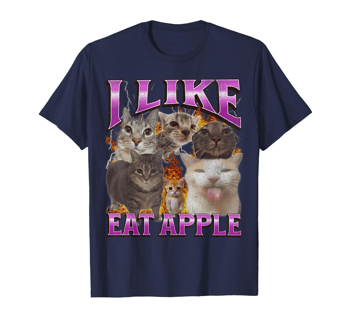 I Like Eat Apple Funny Cat Meme Bootleg Graphic T-Shirt for Men Women