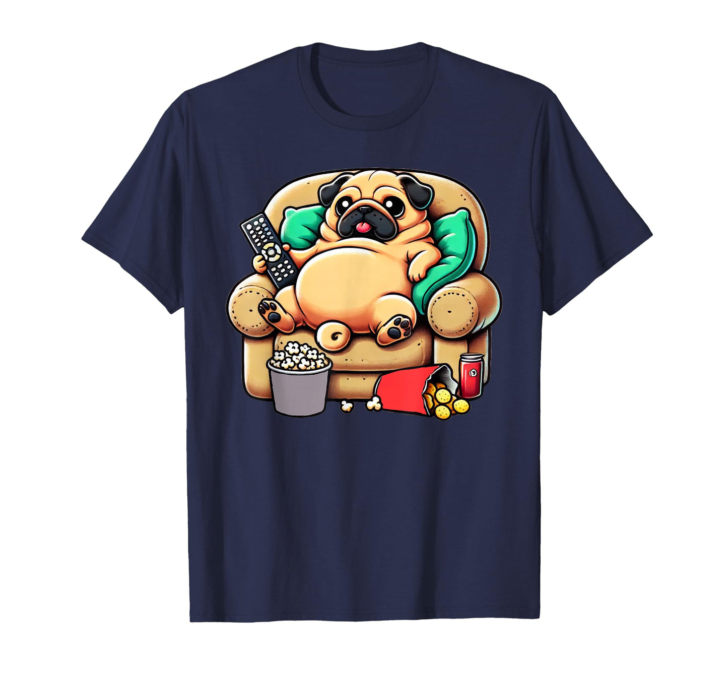 Dog Pug Couch Potato Funny T-Shirt