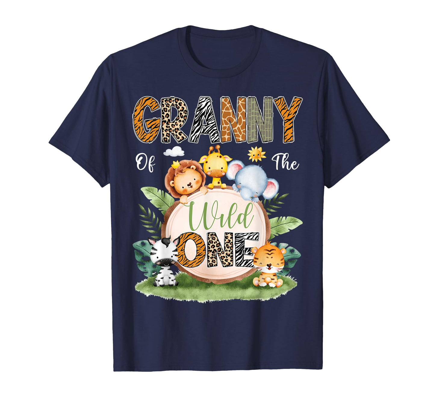Granny Of The Wild One 1St Birthday Kids Safari Jungle T-Shirt