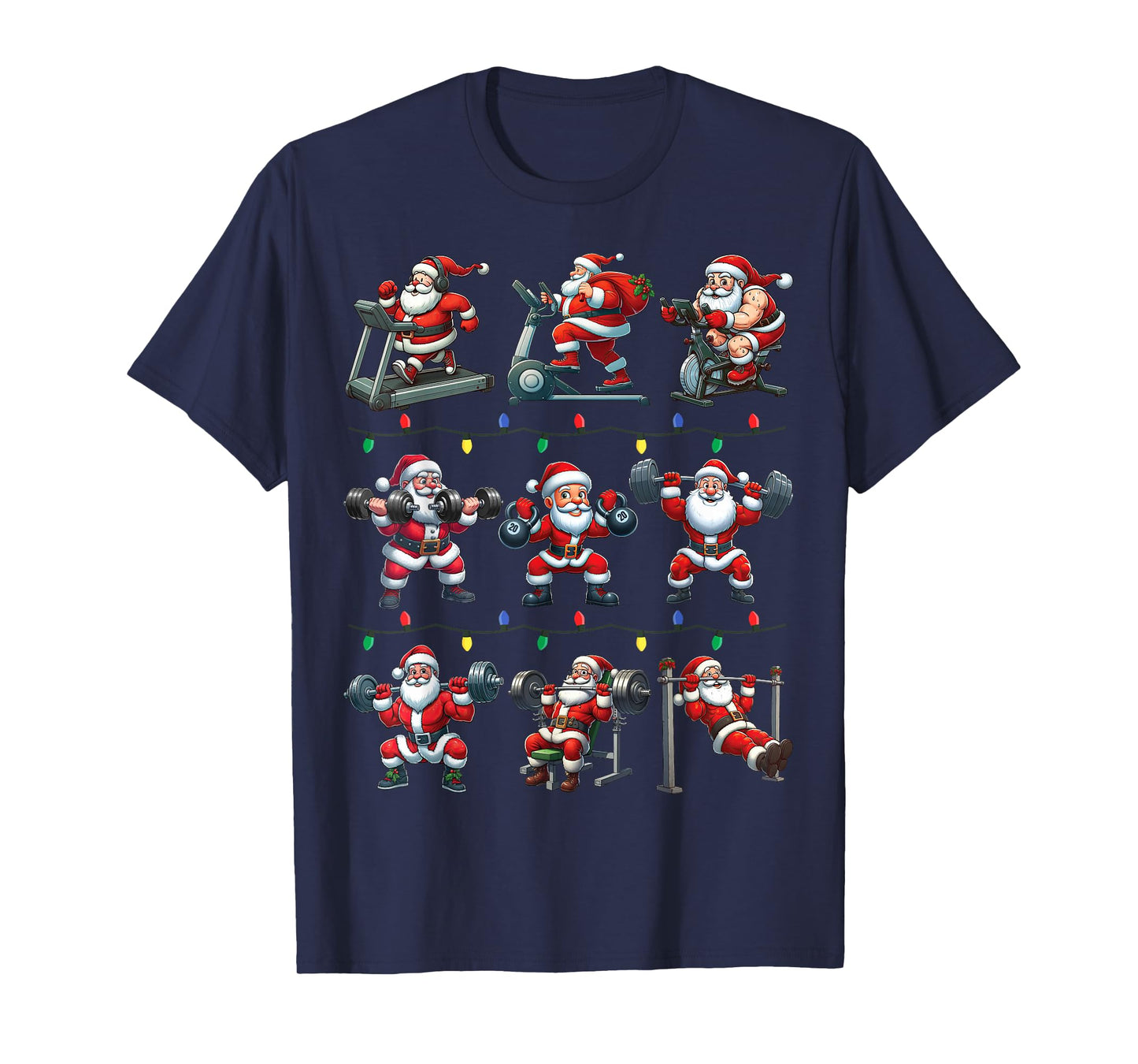 Santa Fitness Collection Gym Workout Weightlifting Christmas T-Shirt
