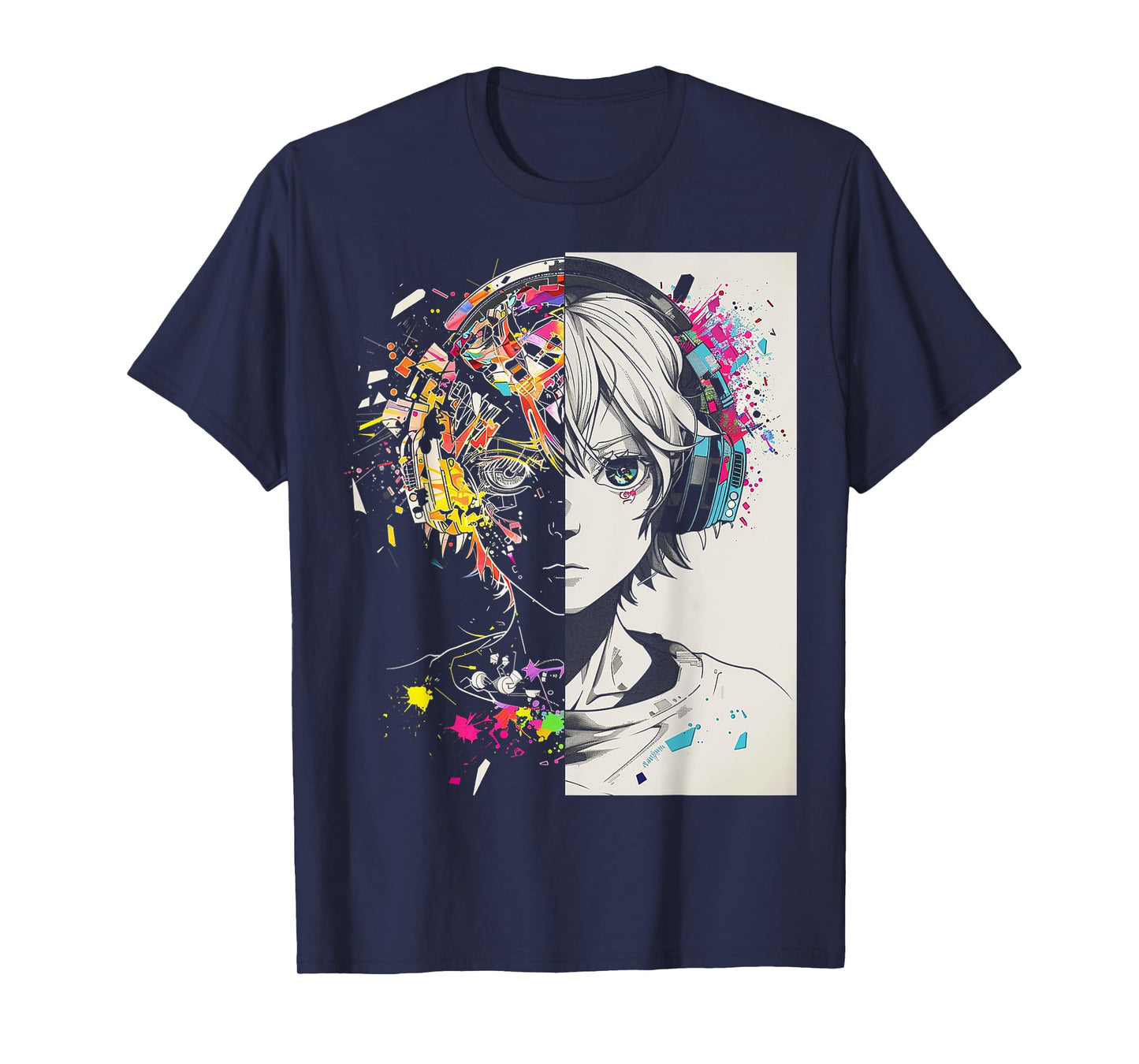 Anime Manga Motif Headphone Artwork Anime T-Shirt