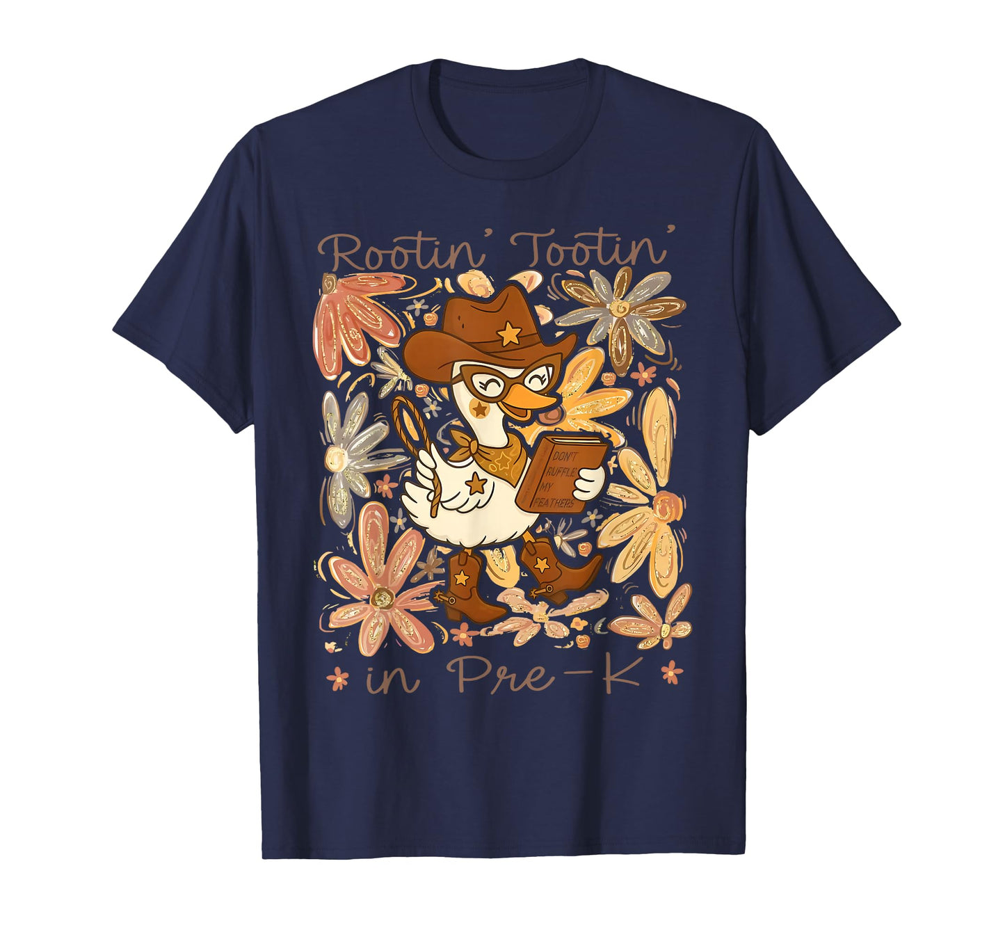 Floral Rootin' Tootin' Pre-K Teacher Cowgirl Goose Western T-Shirt