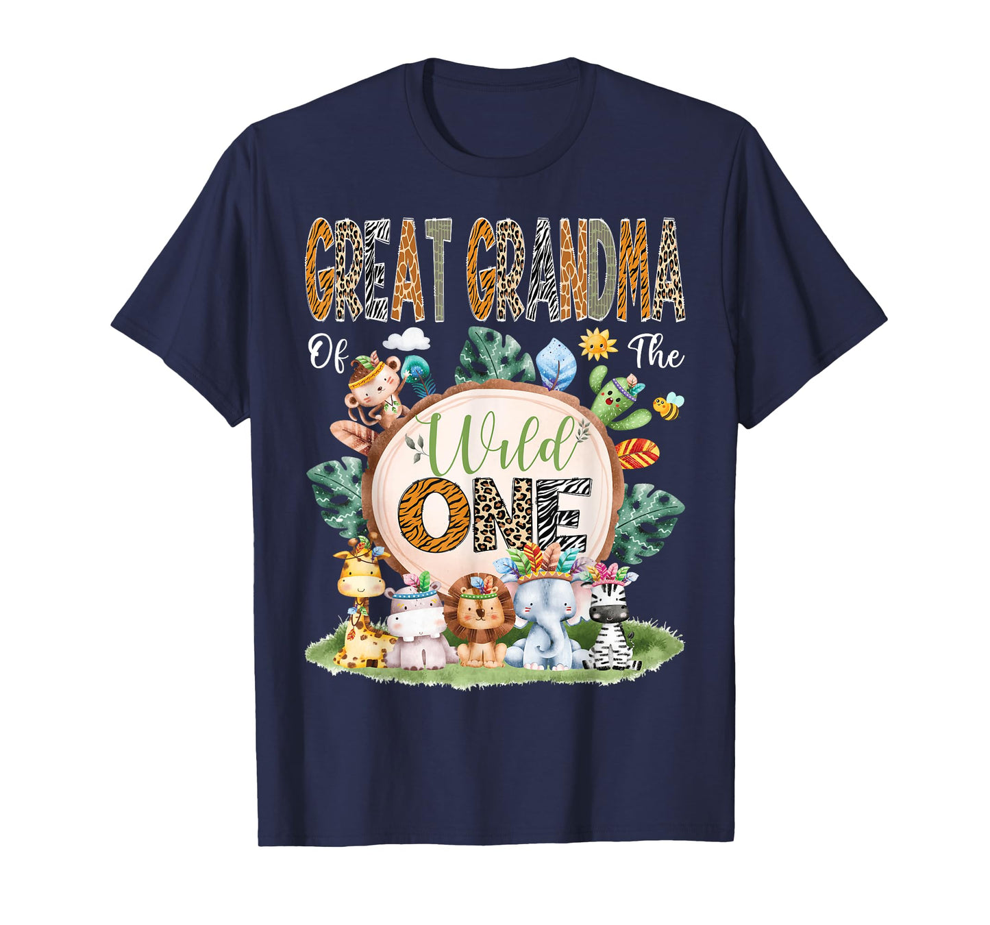 Great Grandma Of The Wild One Safari Tribal Jungle 1St Bday T-Shirt